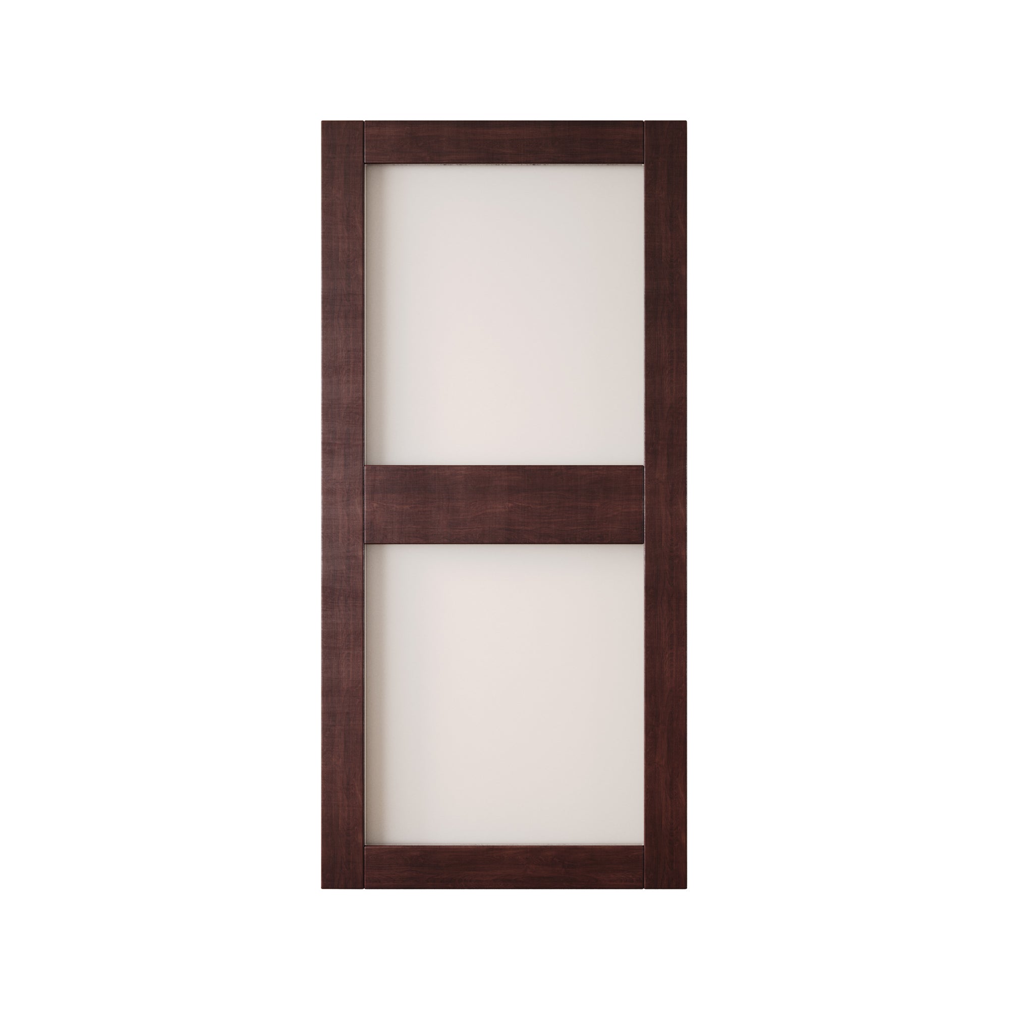 84" Height Red Mahogany 2-Lite Frosted Glass Unassembled & Finished Pine Wood Barn Door (Interior Use Only)