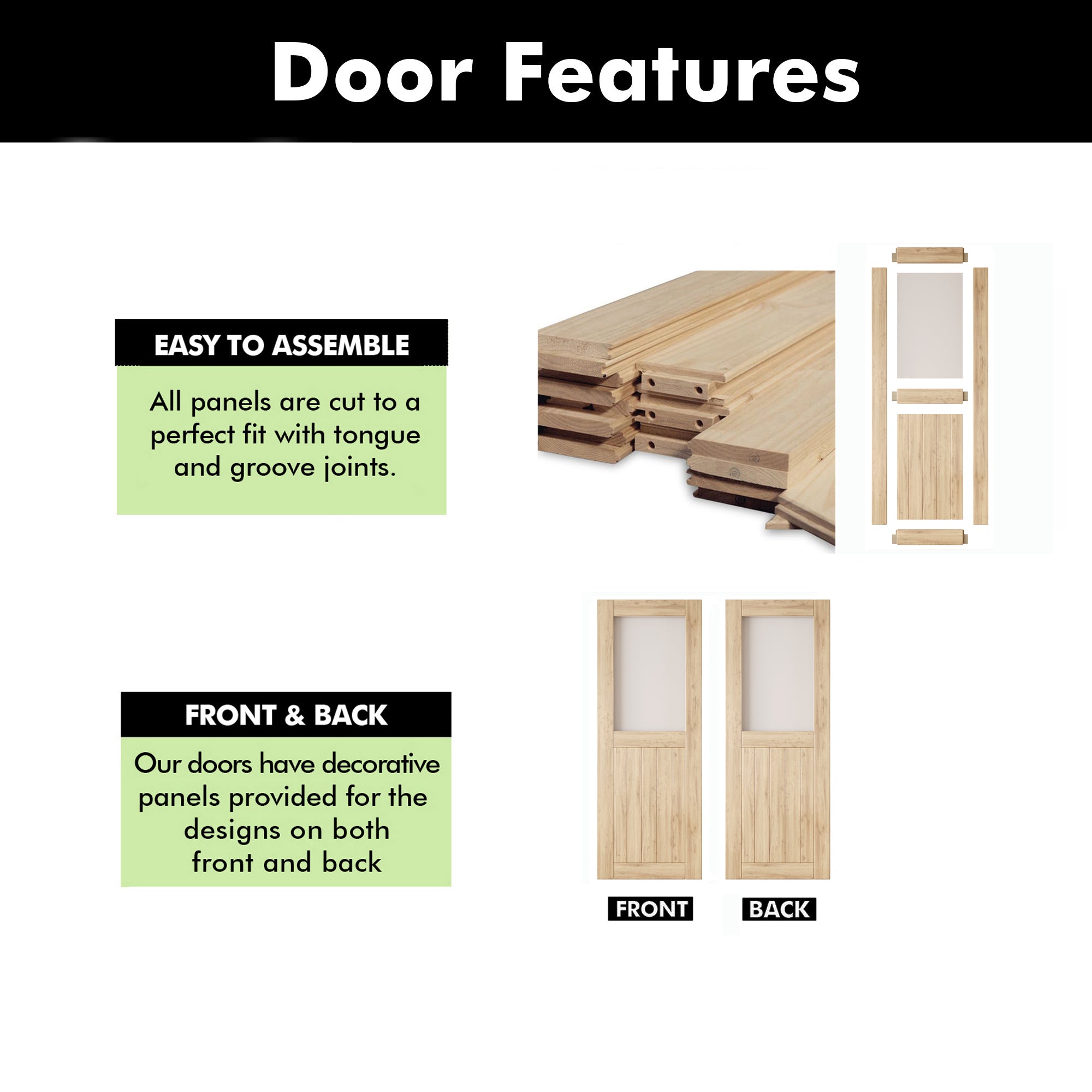 80" Height Half Lite Frosted Glass Unassembled & Unfinished Pine Wood Barn Door (Interior Use Only)