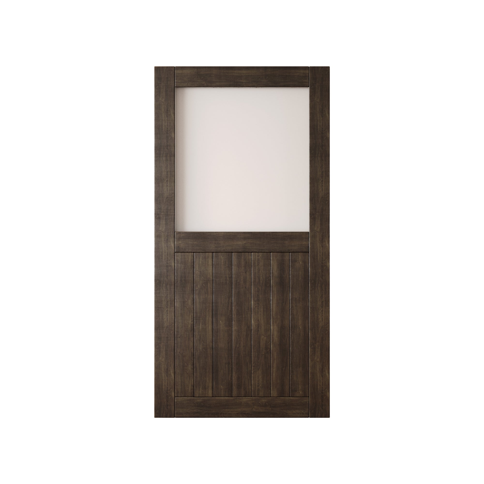 80" Height Ebony Half Lite Frosted Glass Unassembled & Finished Pine Wood Barn Door (Interior Use Only)