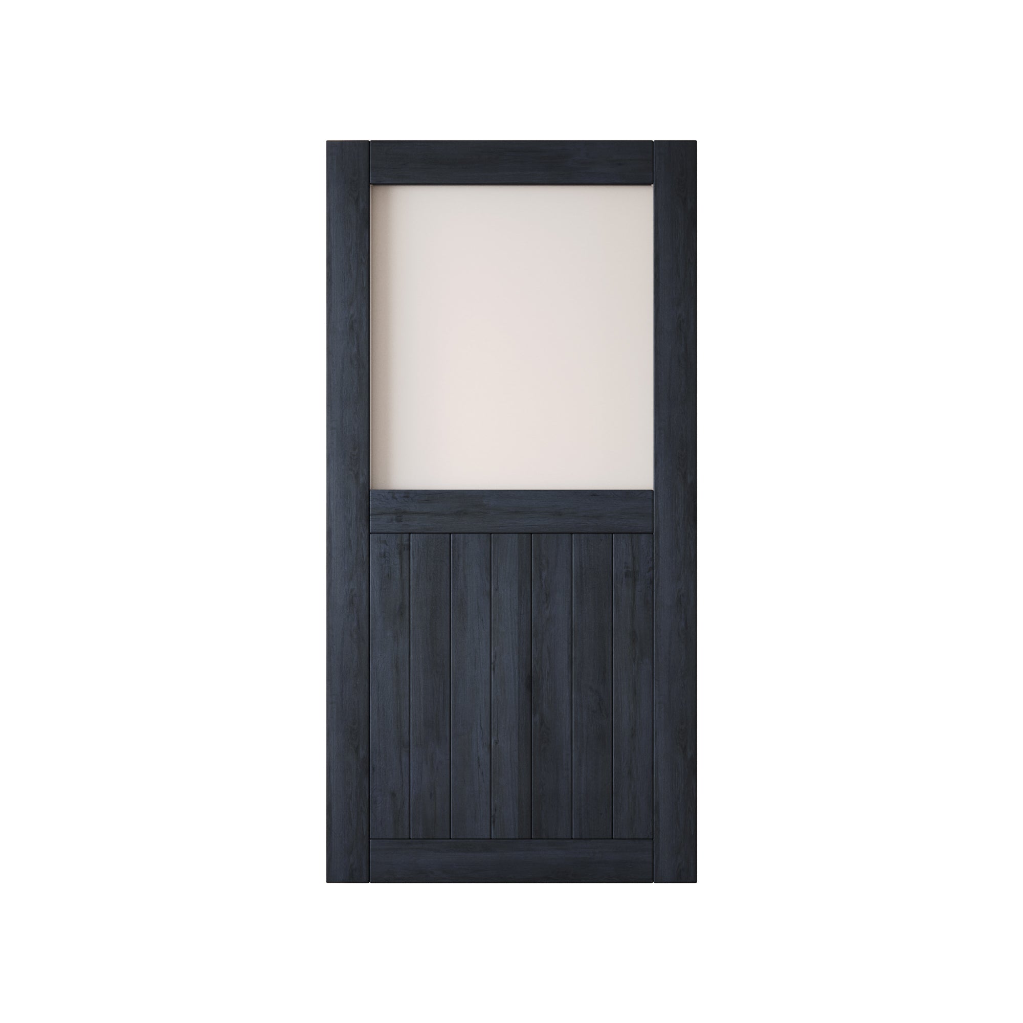 80" Height Navy Half Lite Frosted Glass Unassembled & Finished Pine Wood Barn Door (Interior Use Only)