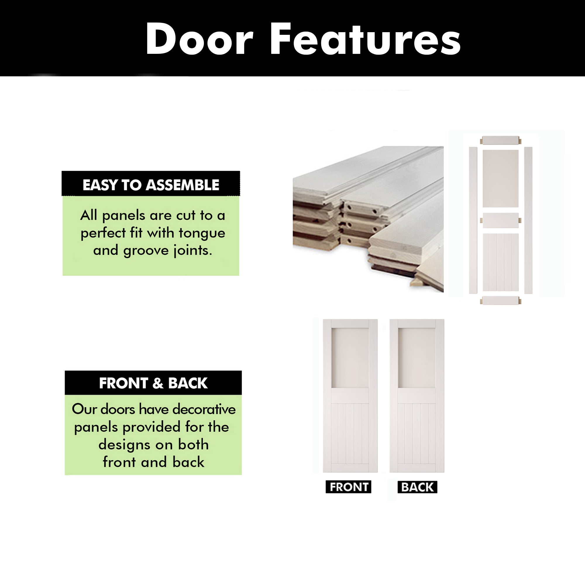 84" Height White Half Lite Frosted Glass Unassembled & Finished Pine Wood Barn Door (Interior Use Only)