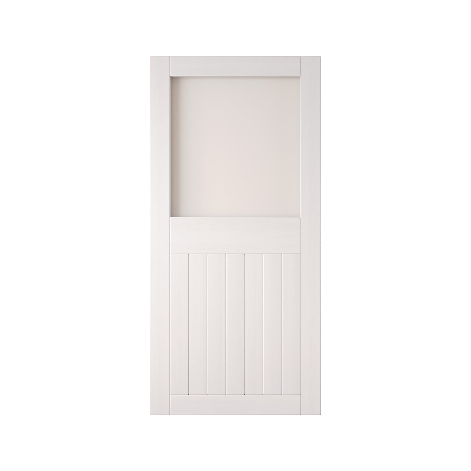 84" Height White Half Lite Frosted Glass Unassembled & Finished Pine Wood Barn Door (Interior Use Only)