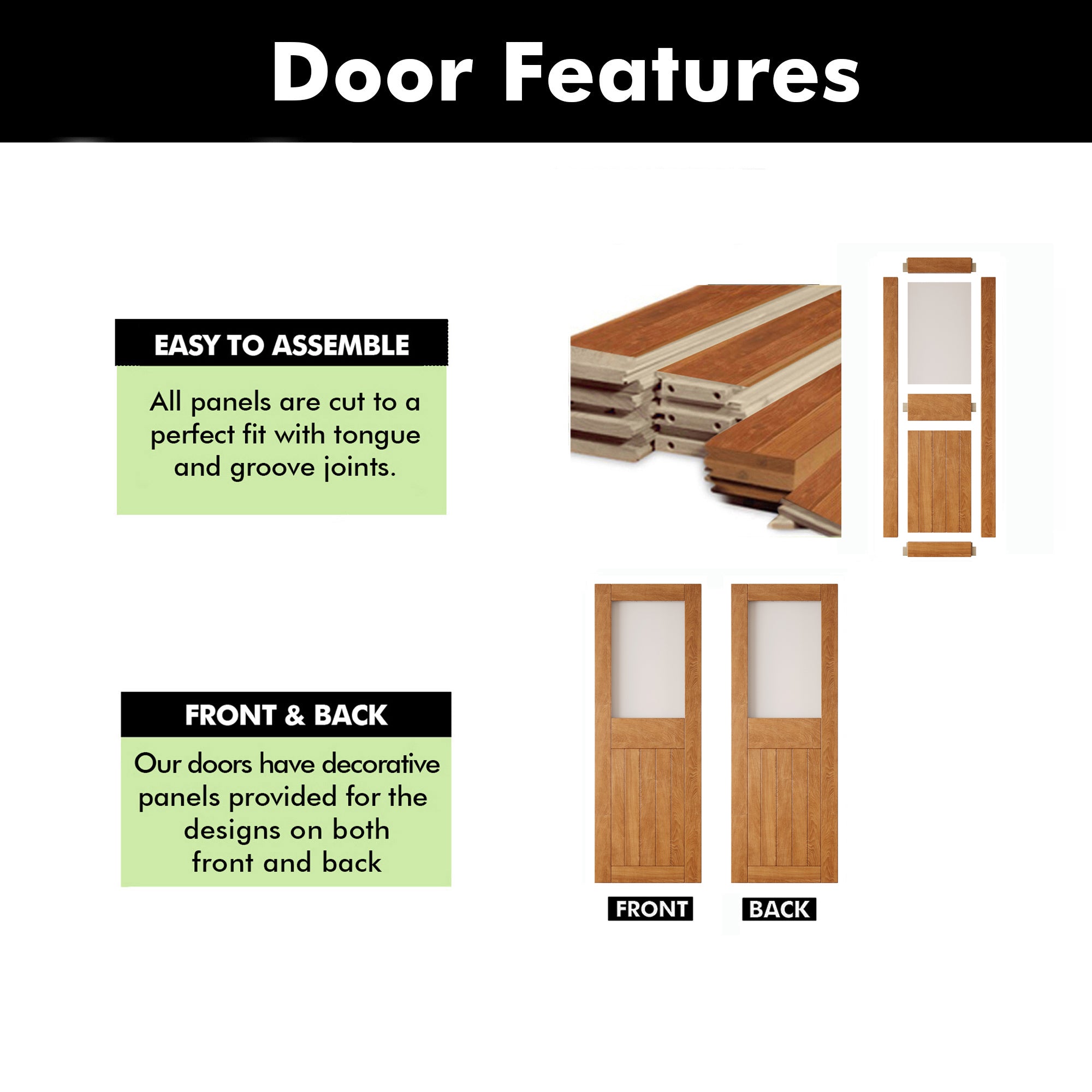 84" Height Early American Half Lite Frosted Glass Unassembled & Finished Pine Wood Barn Door (Interior Use Only)