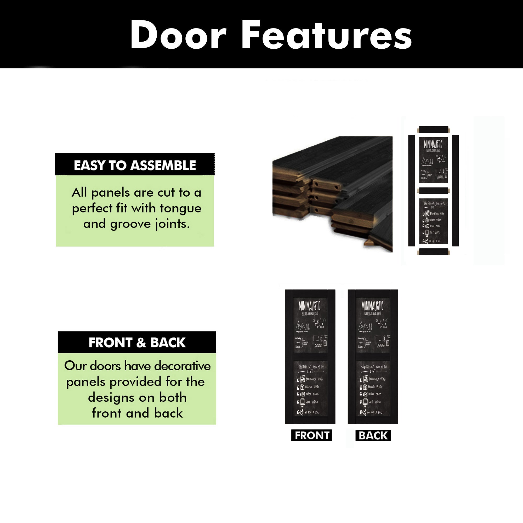 80" Height Black Chalkboard Design Unassembled & Finished Pine Wood Barn Door (Interior Use Only)