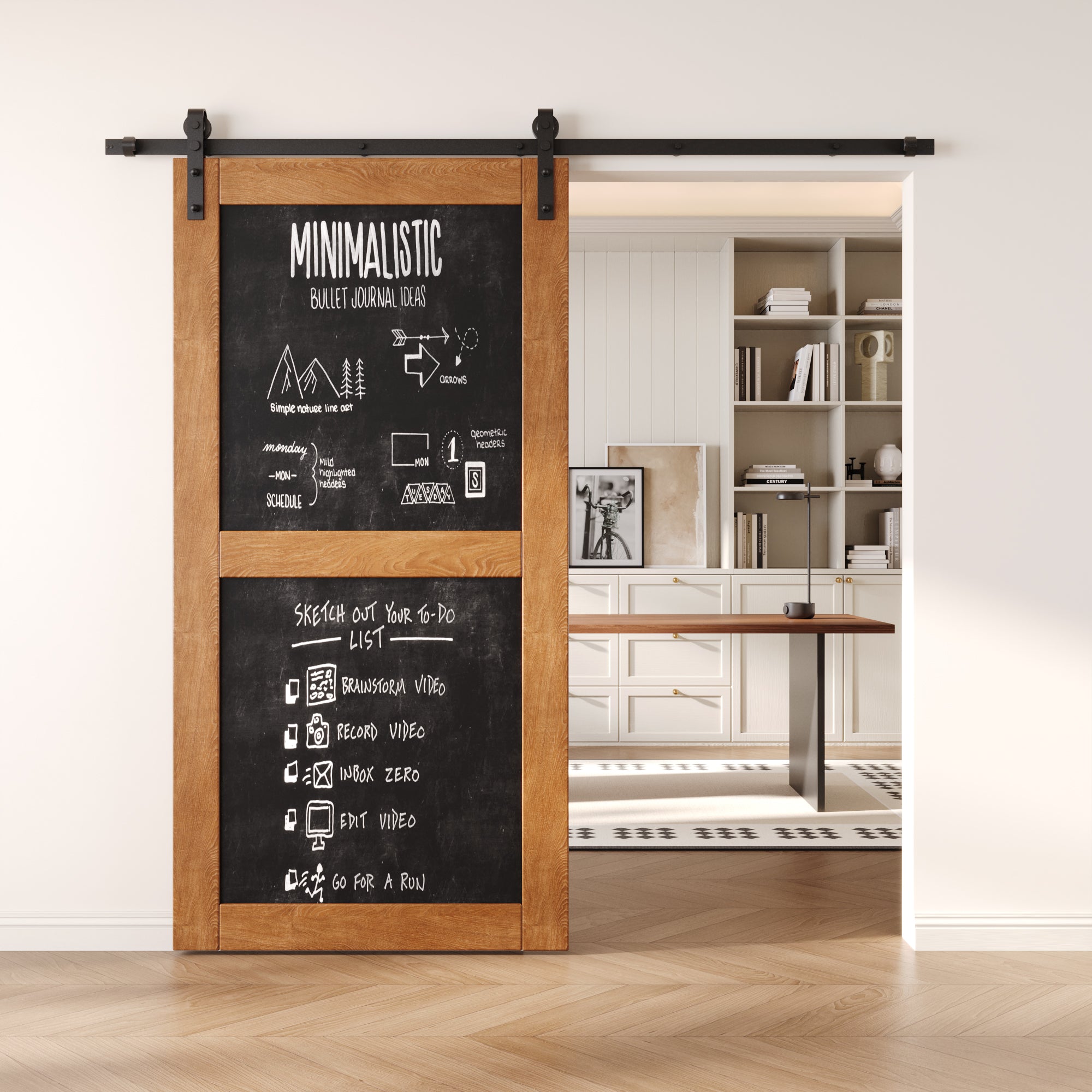 80" Height Early American Chalkboard Design Unassembled & Finished Pine Wood Barn Door (Interior Use Only)