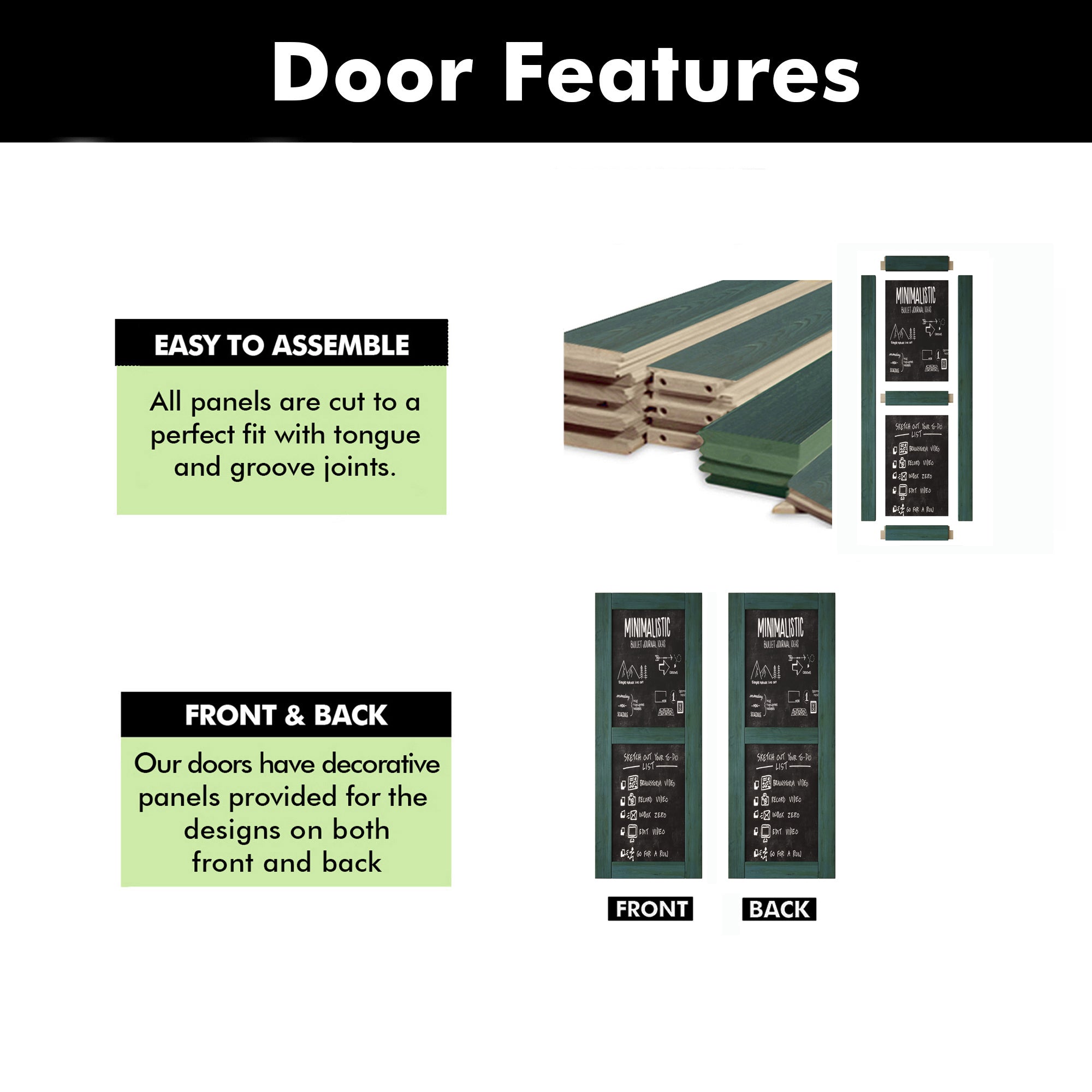 80" Height Royal Pine Chalkboard Design Unassembled & Finished Pine Wood Barn Door (Interior Use Only)