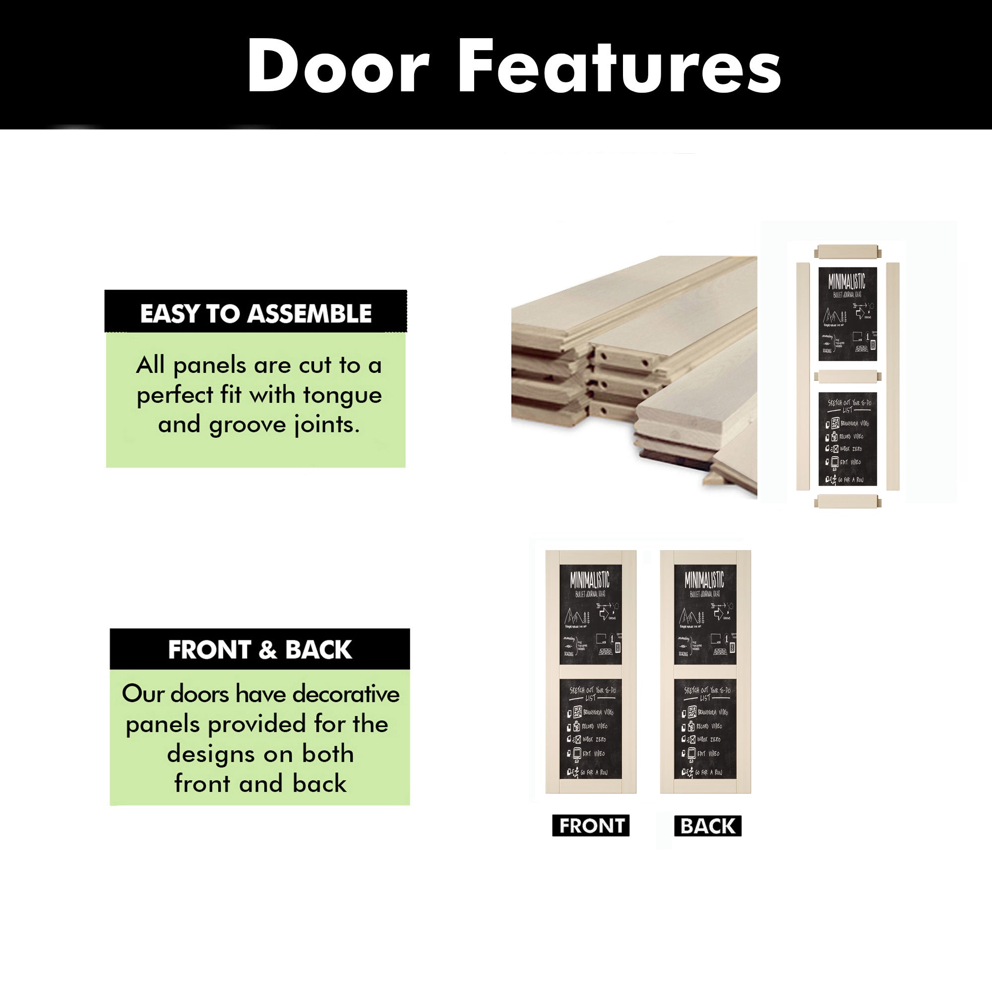 80" Height Tinsmith Gray Chalkboard Design Unassembled & Finished Pine Wood Barn Door (Interior Use Only)