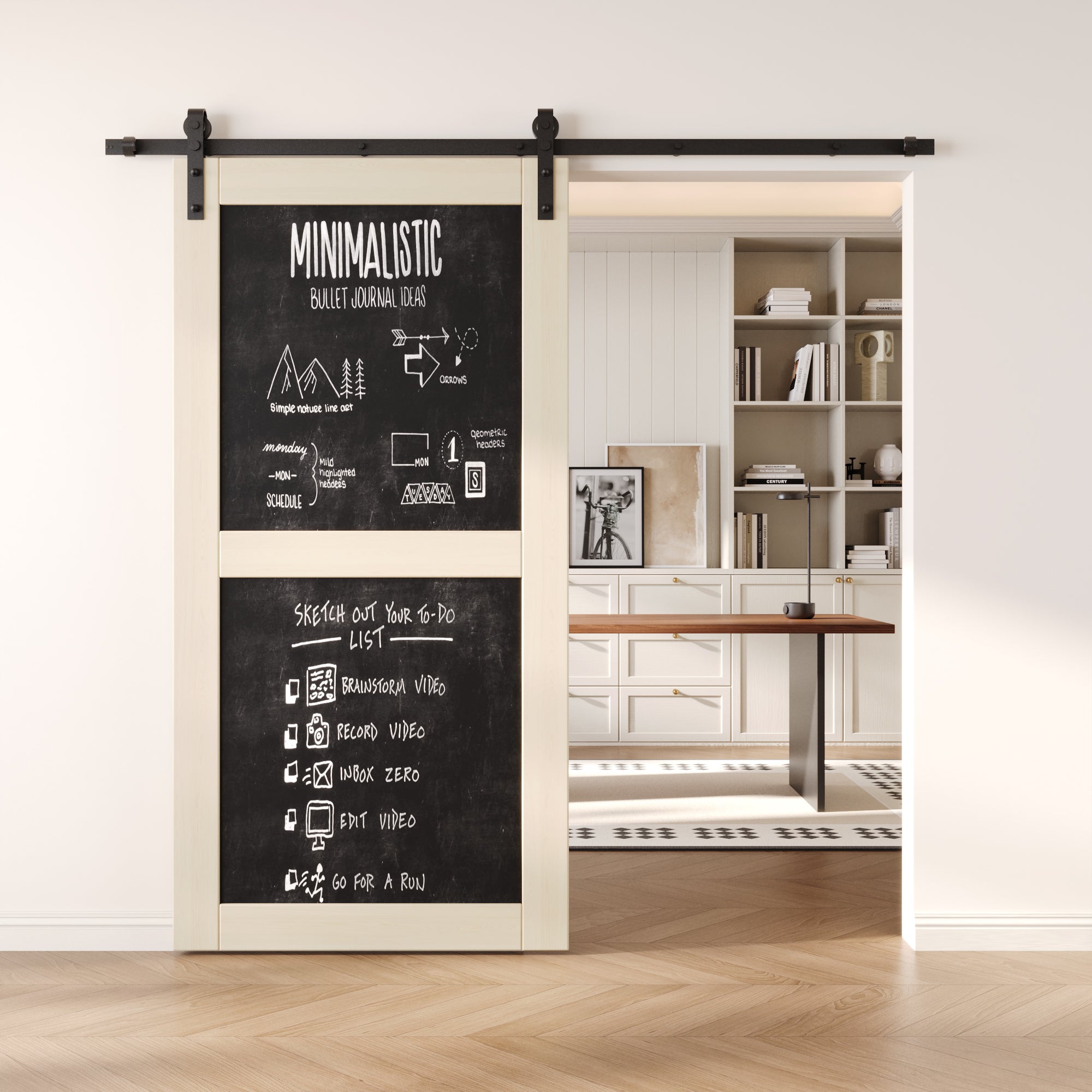 80" Height Tinsmith Gray Chalkboard Design Unassembled & Finished Pine Wood Barn Door (Interior Use Only)