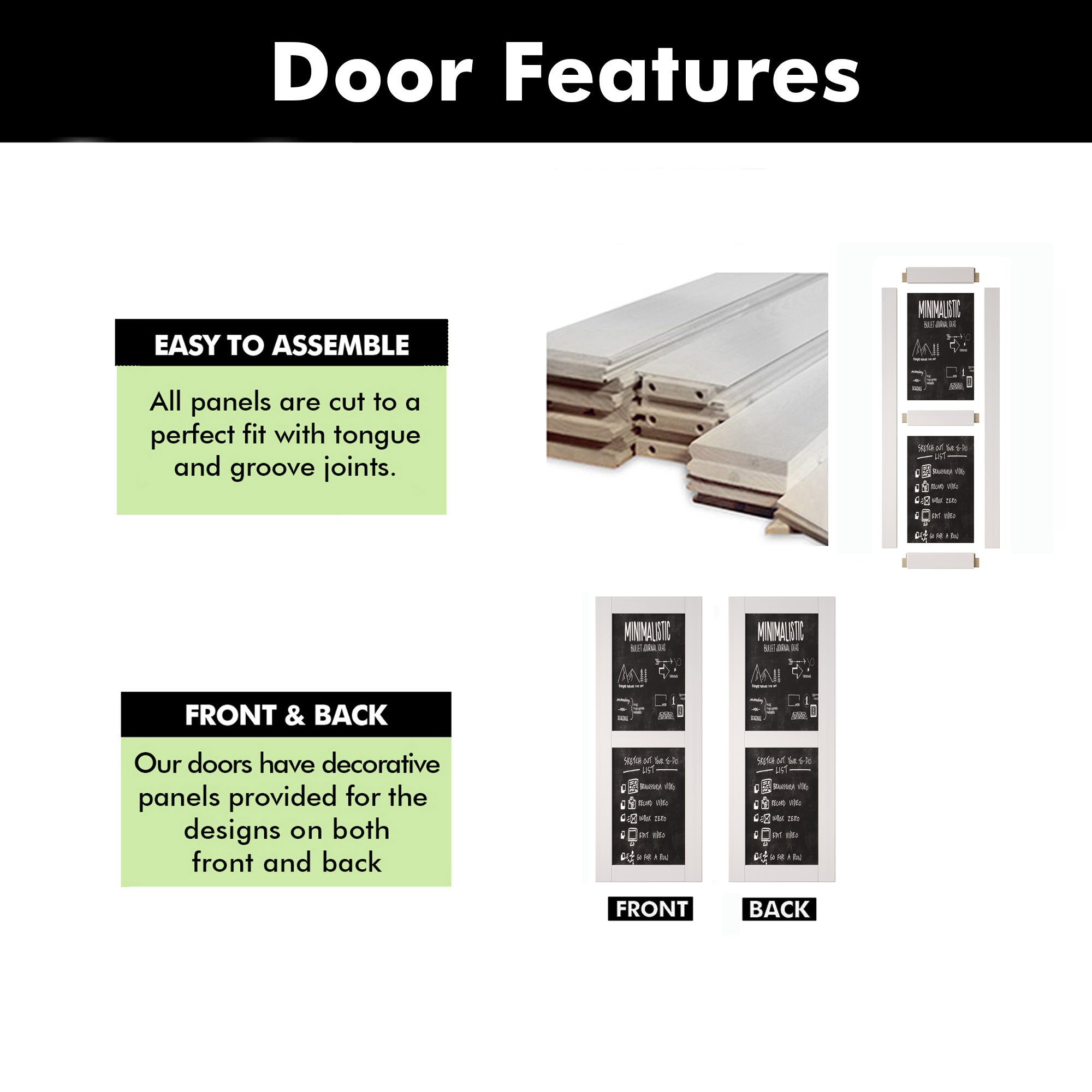 80" Height White Chalkboard Design Unassembled & Finished Pine Wood Barn Door (Interior Use Only)