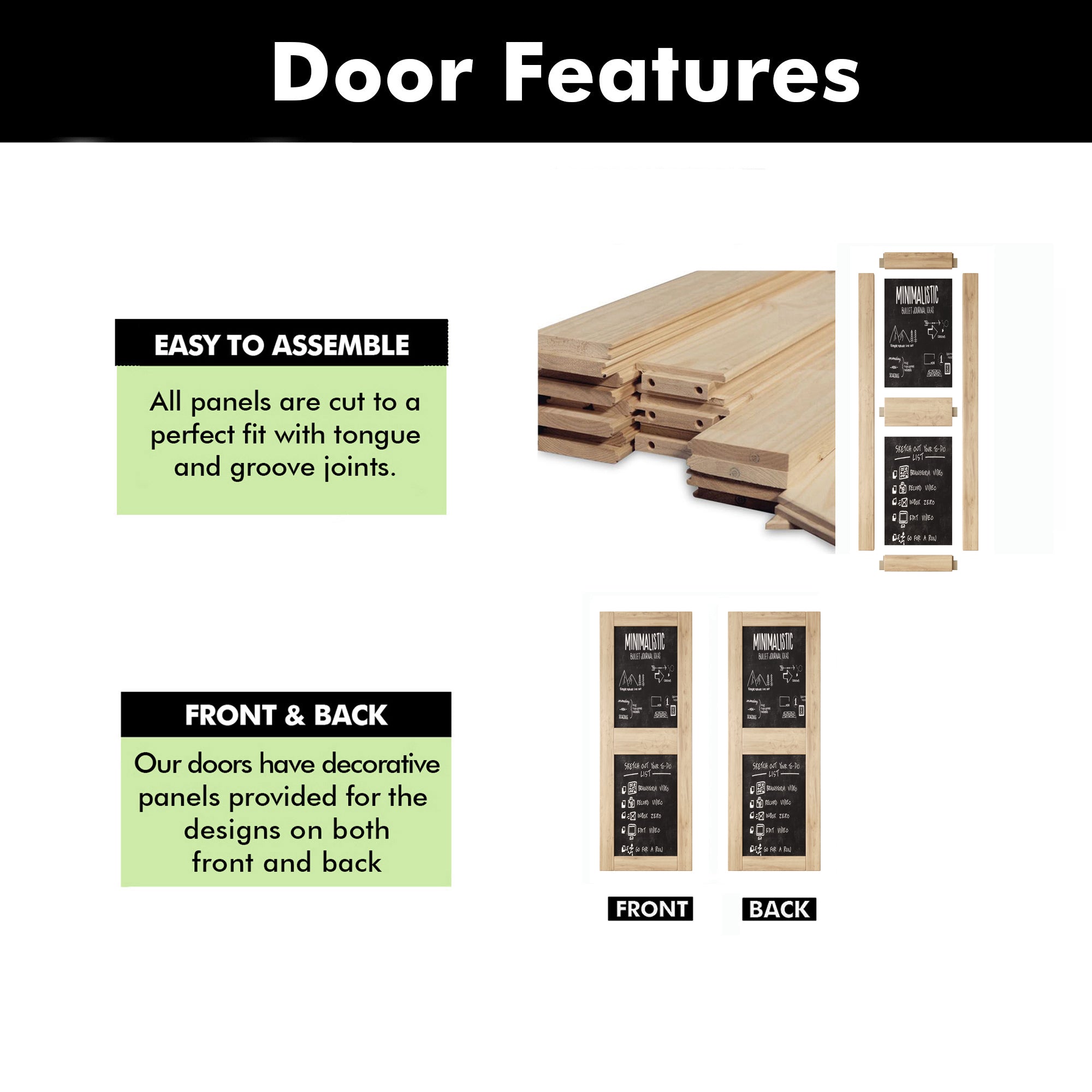 84" Height Chalkboard Design Unassembled & Unfinished Pine Wood Barn Door (Interior Use Only)