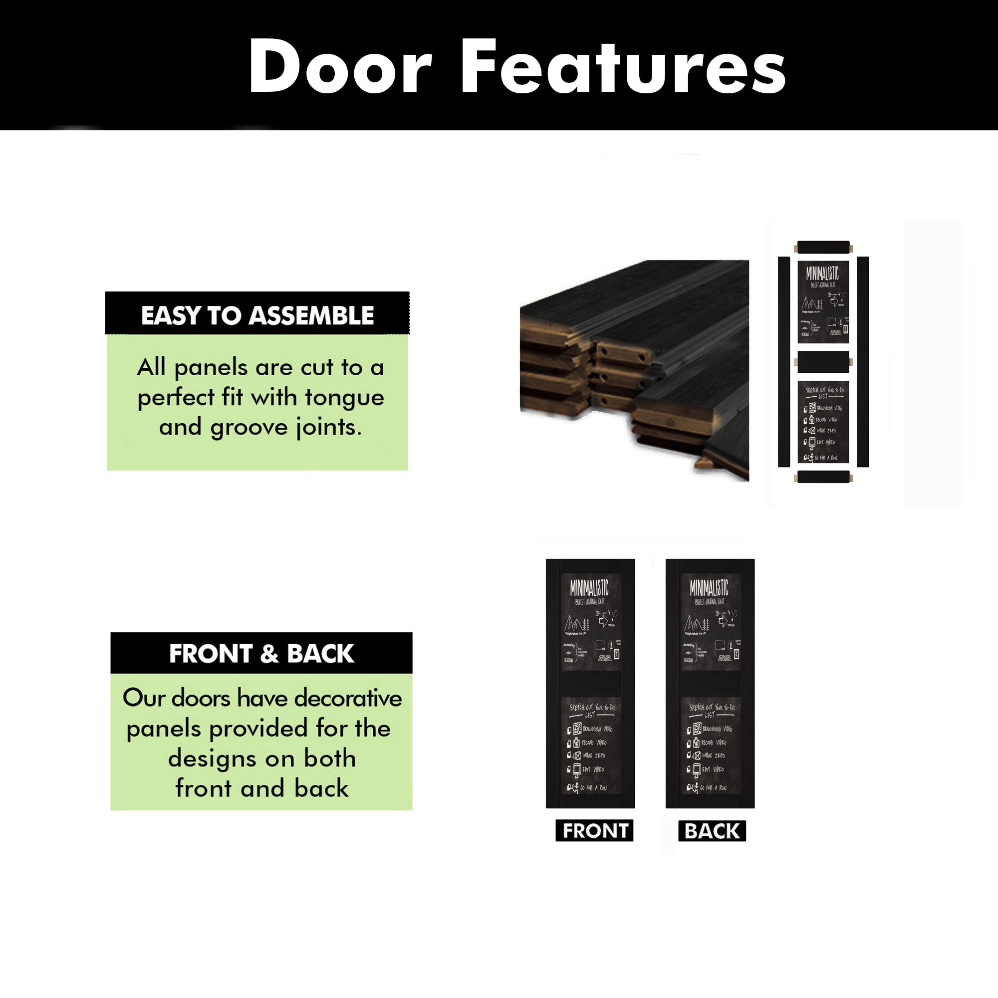 84" Height Black Chalkboard Design Unassembled & Finished Pine Wood Barn Door (Interior Use Only)