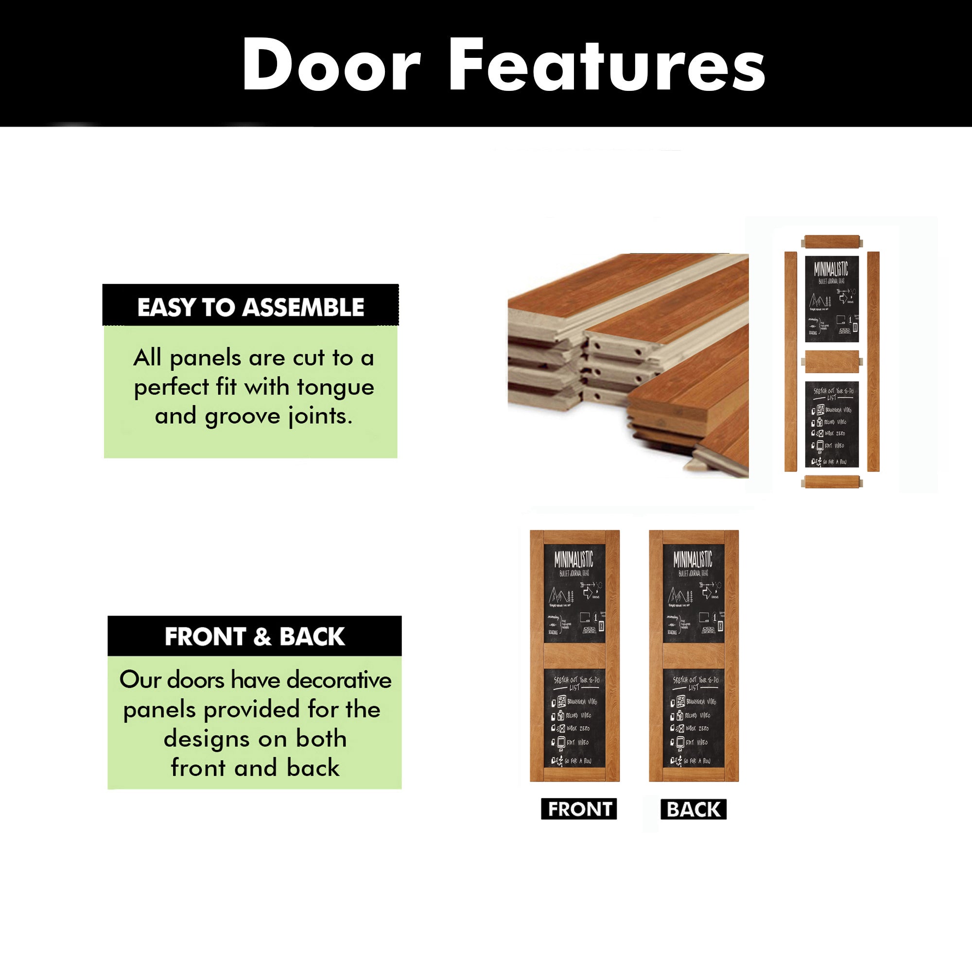 84" Height Early American Chalkboard Design Unassembled & Finished Pine Wood Barn Door (Interior Use Only)