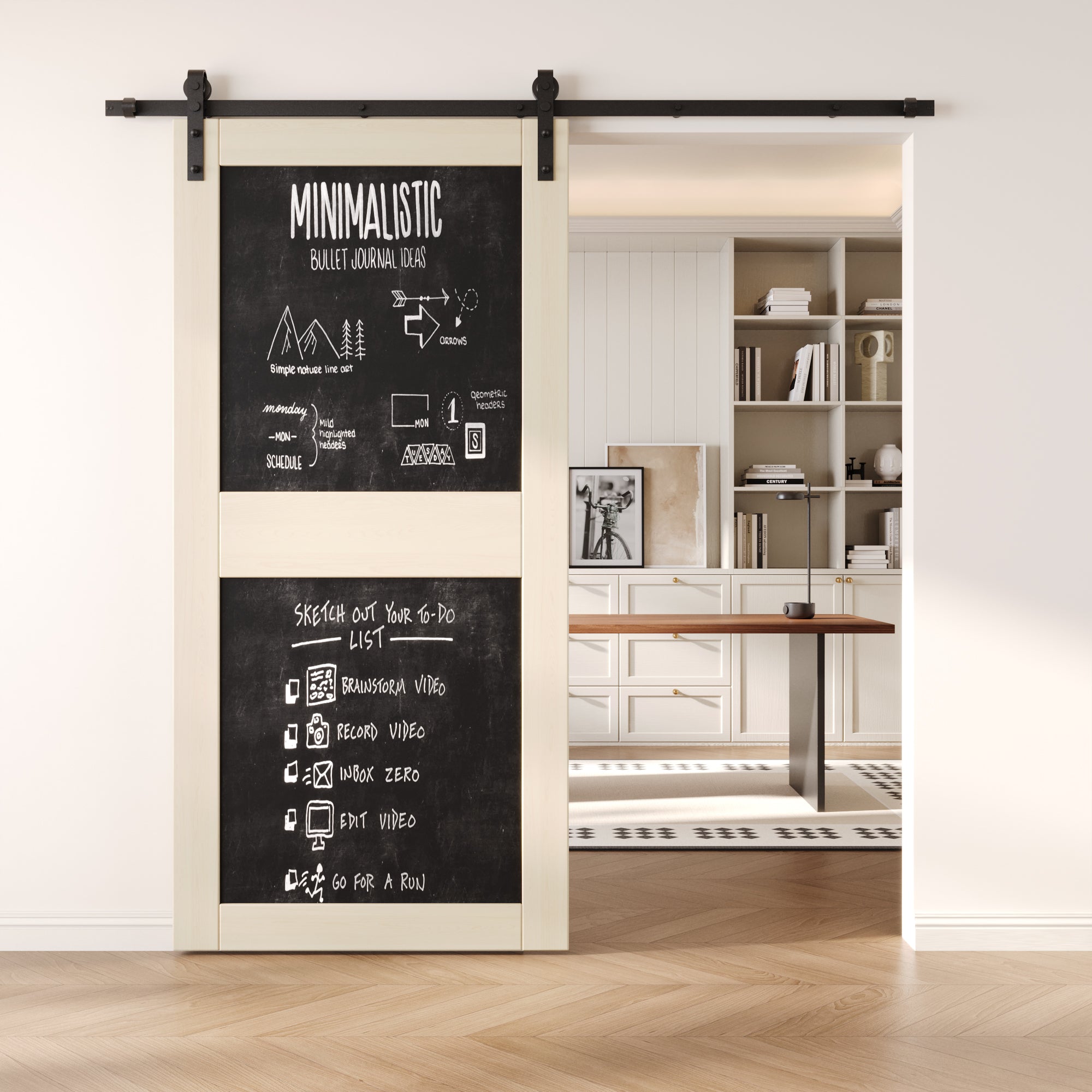 84" Height Tinsmith Gray Chalkboard Design Unassembled & Finished Pine Wood Barn Door (Interior Use Only)