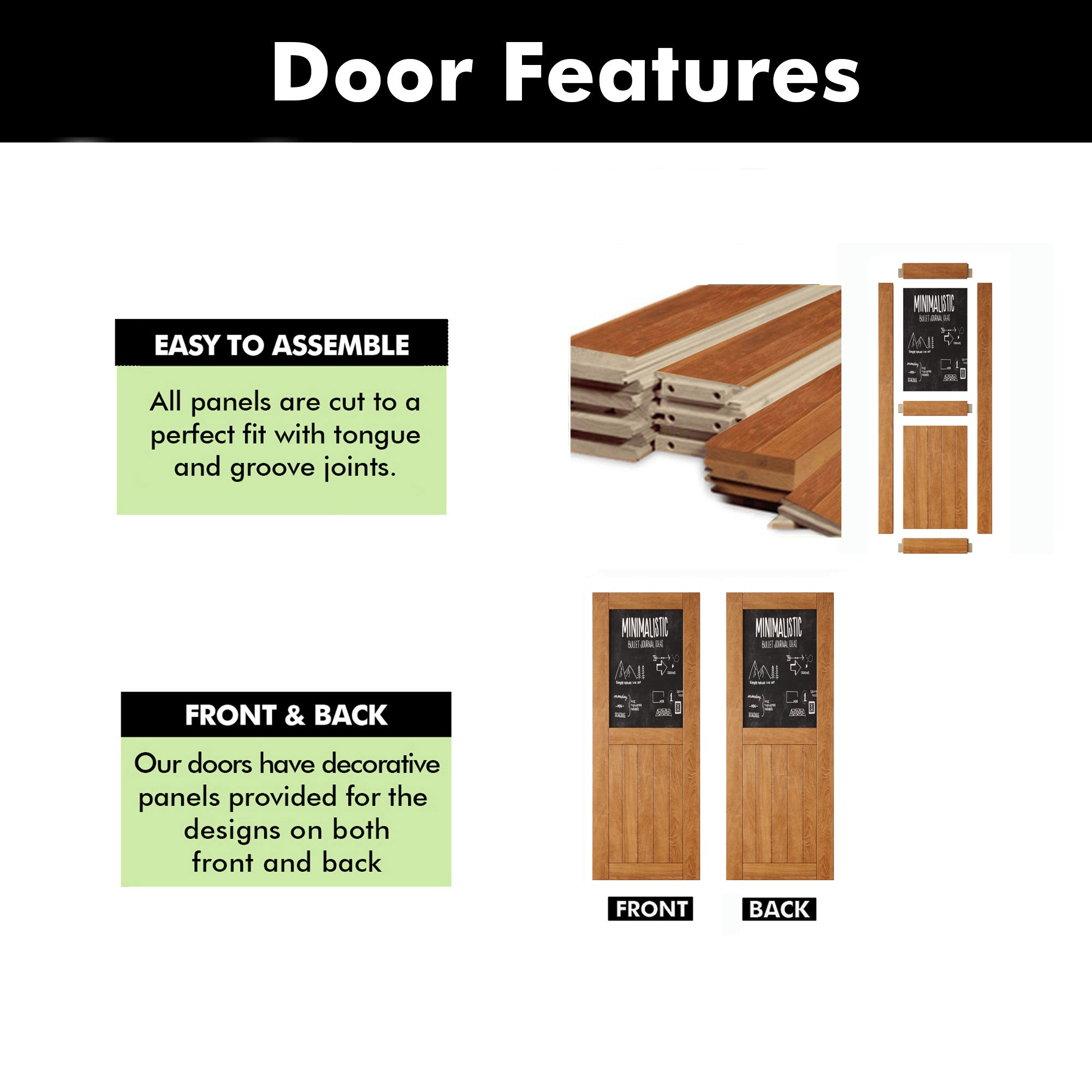 80" Height Early American Top Chalkboard Panel Unassembled & Finished Pine Wood Barn Door (Interior Use Only)