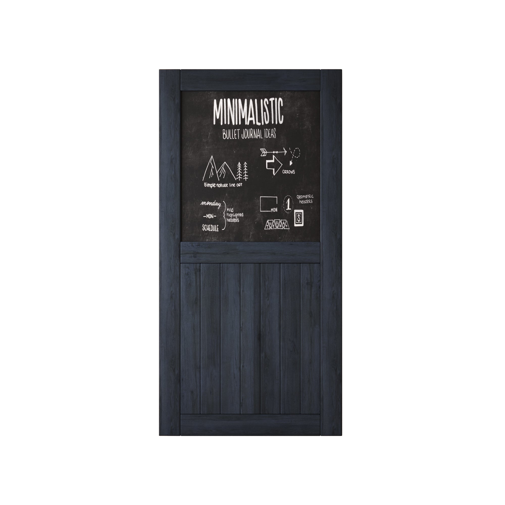 80" Height Navy Top Chalkboard Panel Unassembled & Finished Pine Wood Barn Door (Interior Use Only)