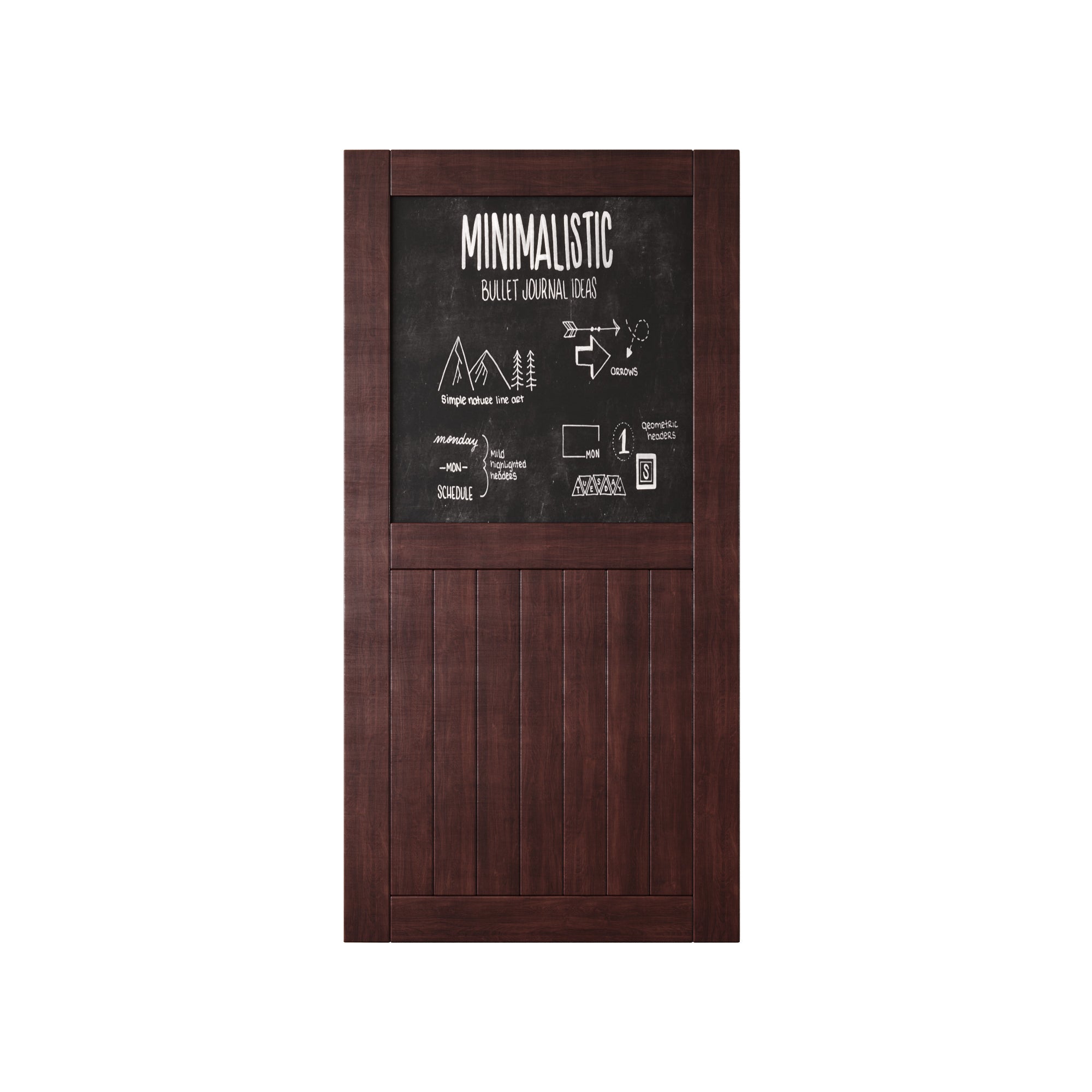 80" Height Red Mahogany Top Chalkboard Panel Unassembled & Finished Pine Wood Barn Door (Interior Use Only)