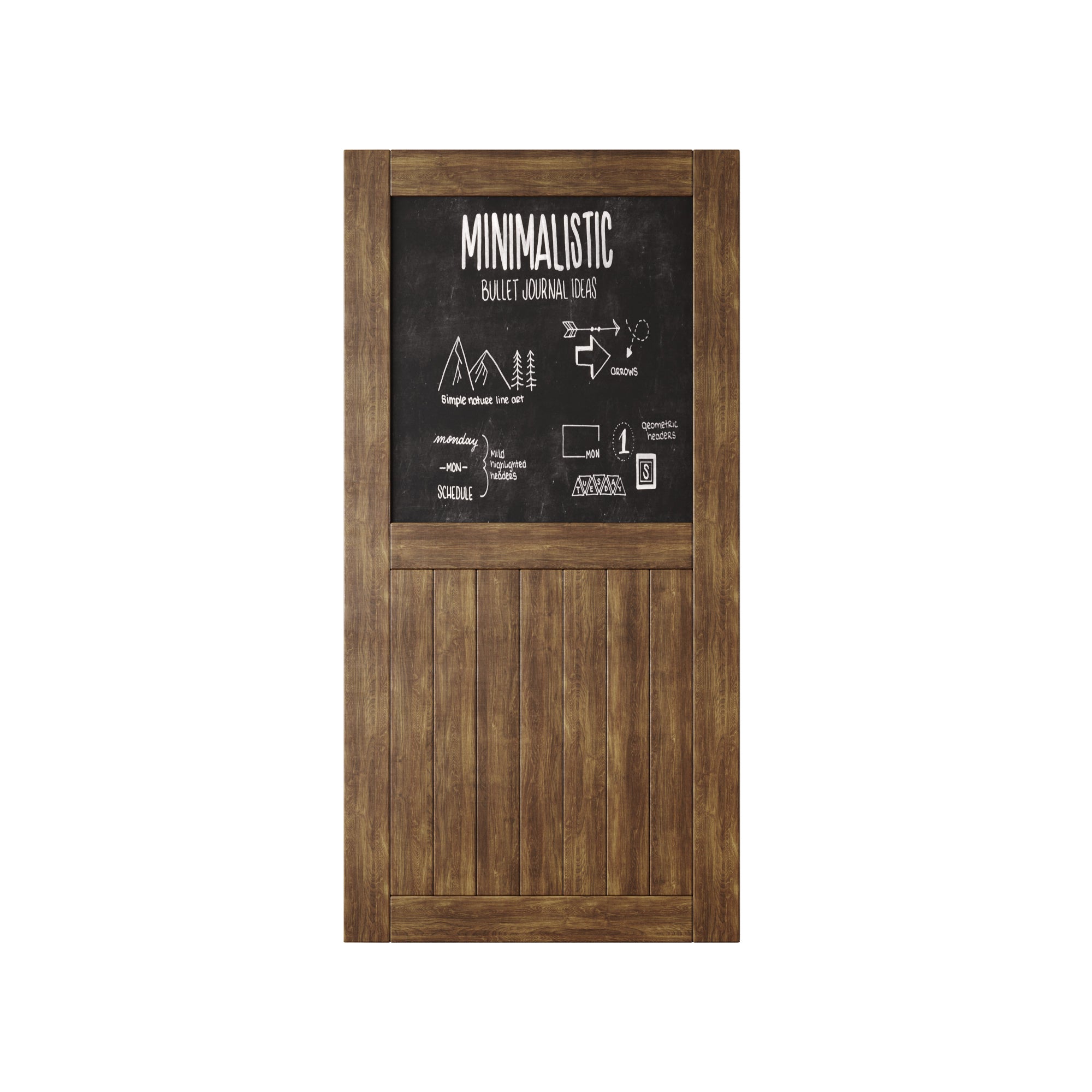 80" Height Dark Walnut Top Chalkboard Panel Unassembled & Finished Pine Wood Barn Door (Interior Use Only)