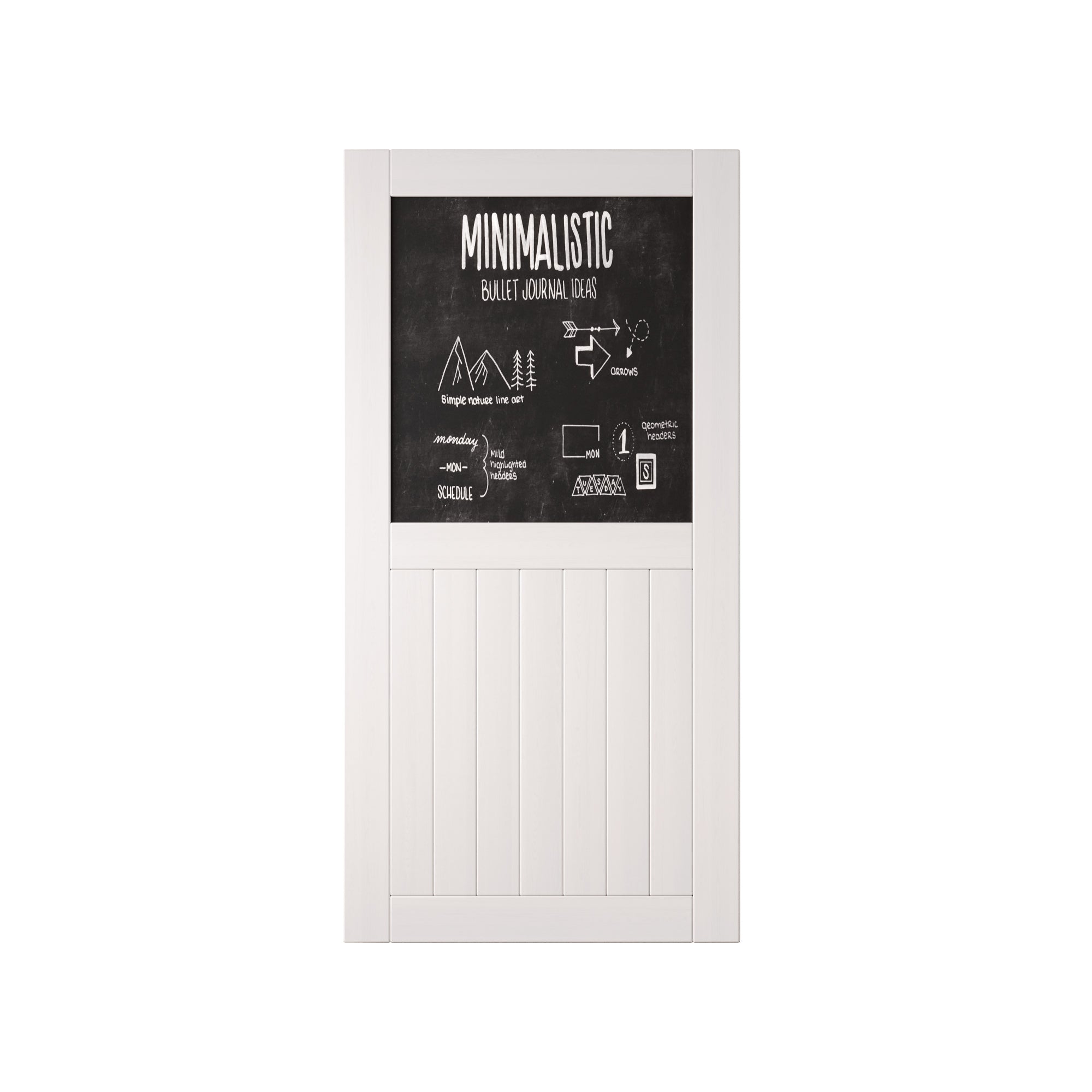 80" Height White Top Chalkboard Panel Unassembled & Finished Pine Wood Barn Door (Interior Use Only)