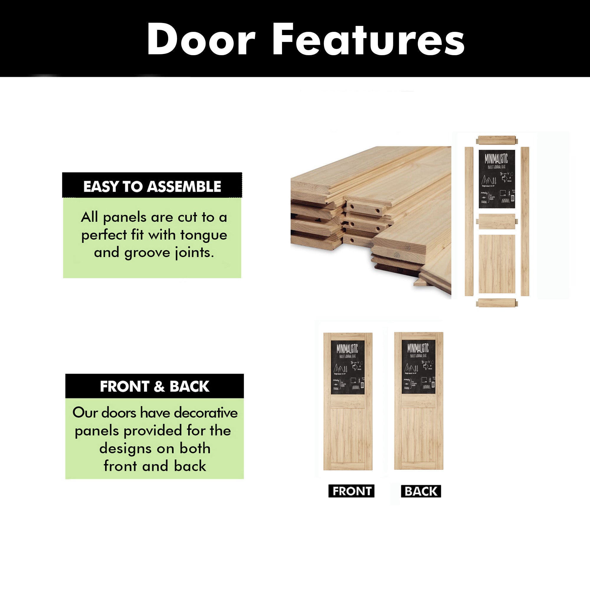 84" Height Top Chalkboard Panel Unassembled & Unfinished Pine Wood Barn Door (Interior Use Only)