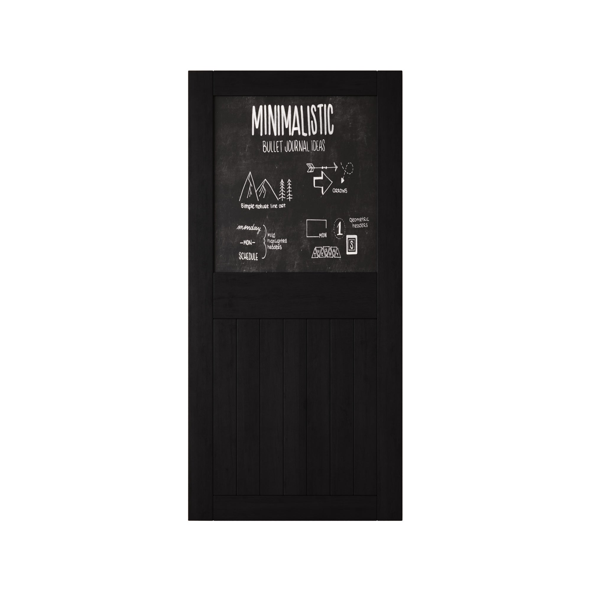 84" Height Black Top Chalkboard Panel Unassembled & Finished Pine Wood Barn Door (Interior Use Only)