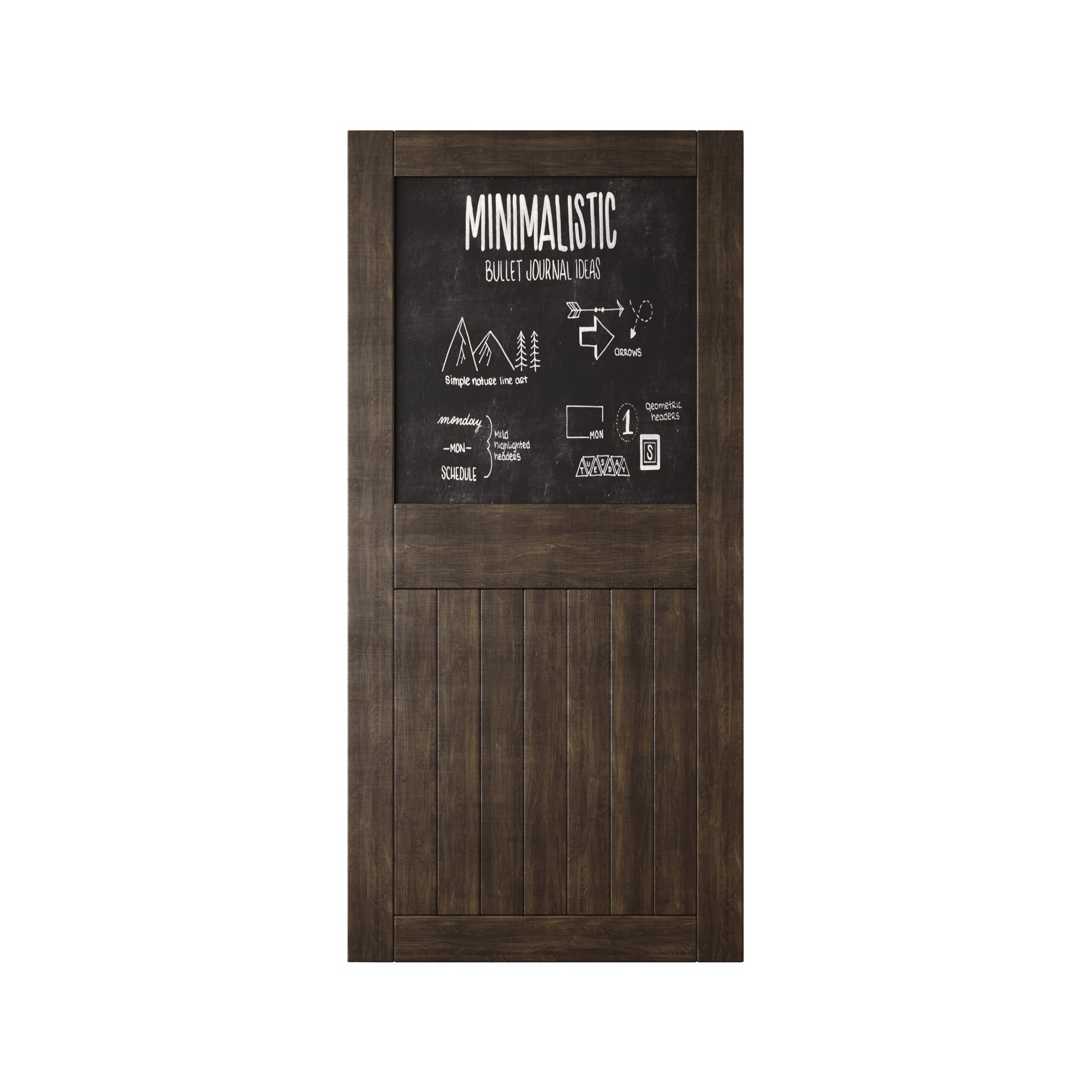 84" Height Ebony Top Chalkboard Panel Unassembled & Finished Pine Wood Barn Door (Interior Use Only)