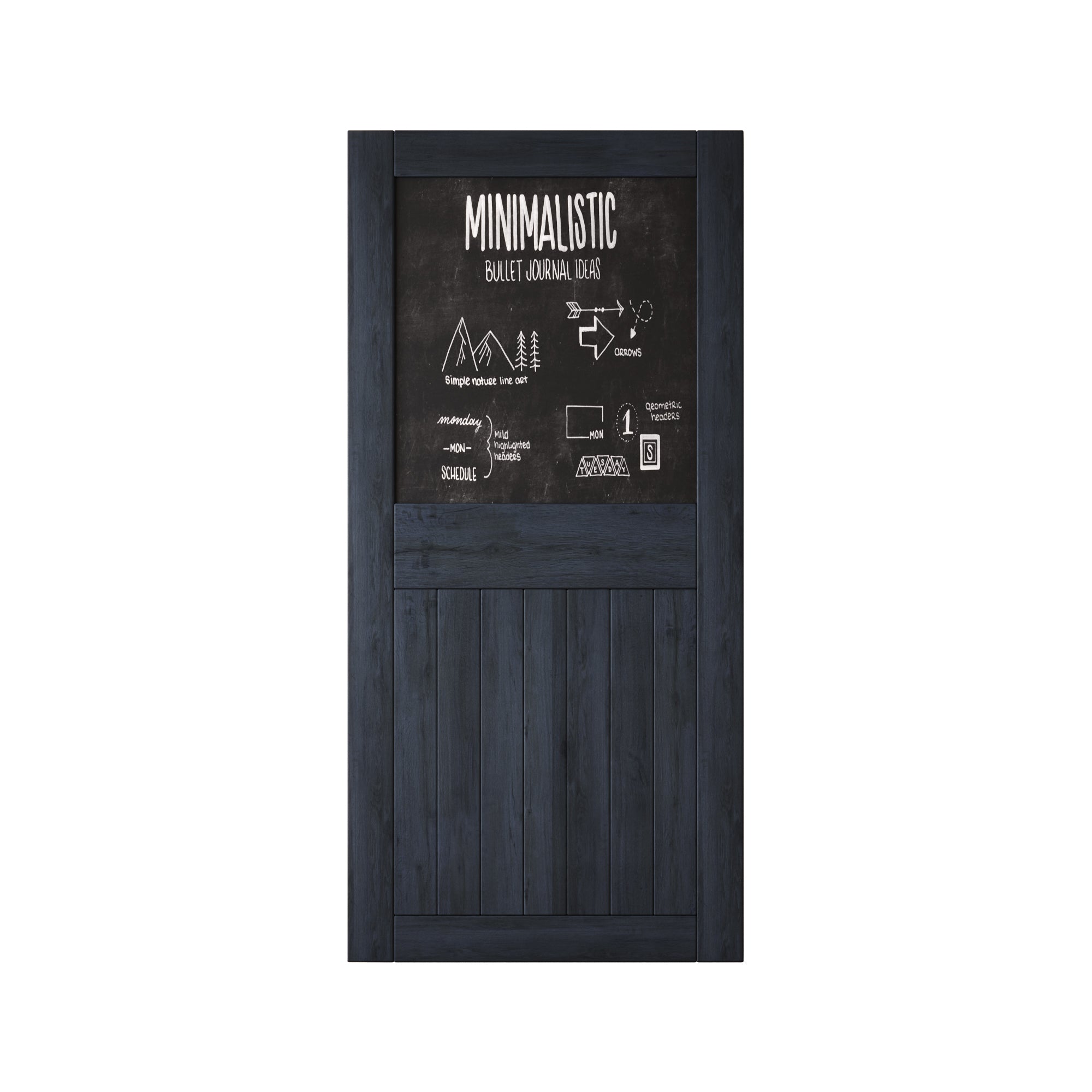 84" Height Navy Top Chalkboard Panel Unassembled & Finished Pine Wood Barn Door (Interior Use Only)