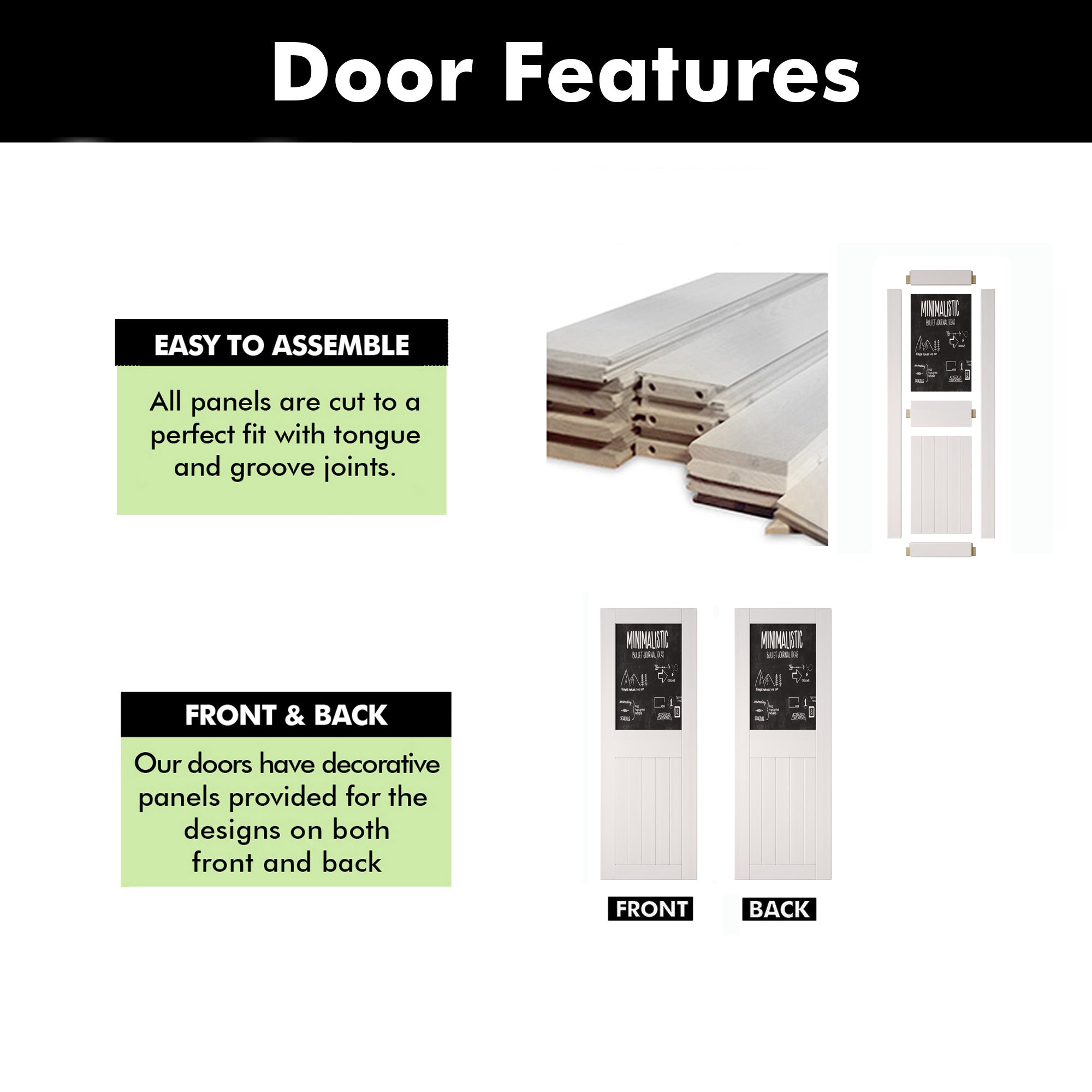 84" Height White Top Chalkboard Panel Unassembled & Finished Pine Wood Barn Door (Interior Use Only)