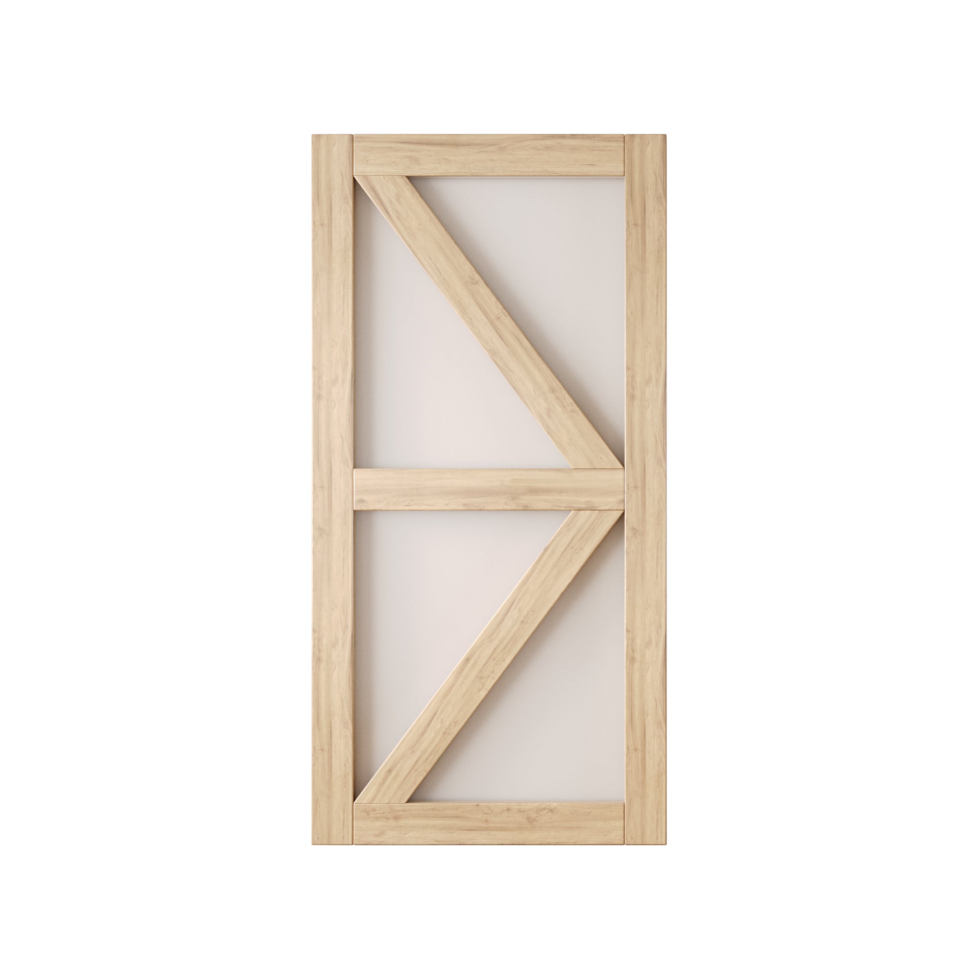 80" Height Frosted Glass Arrow Design Unassembled & Unfinished Pine Wood Barn Door (Interior Use Only)