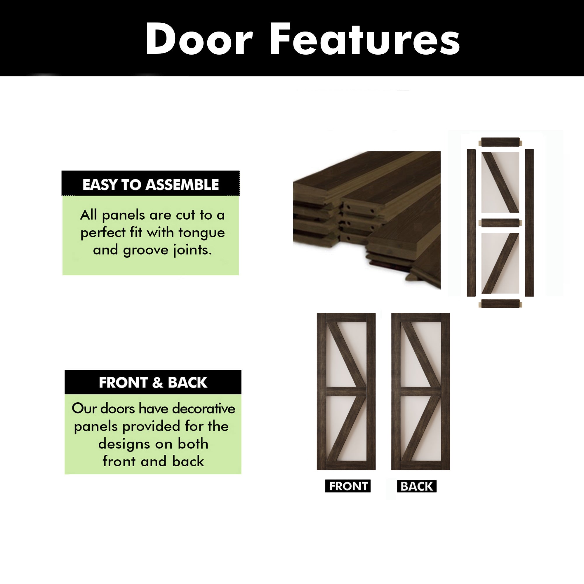 80" Height Ebony Frosted Glass Arrow Design Unassembled & Finished Pine Wood Barn Door (Interior Use Only)