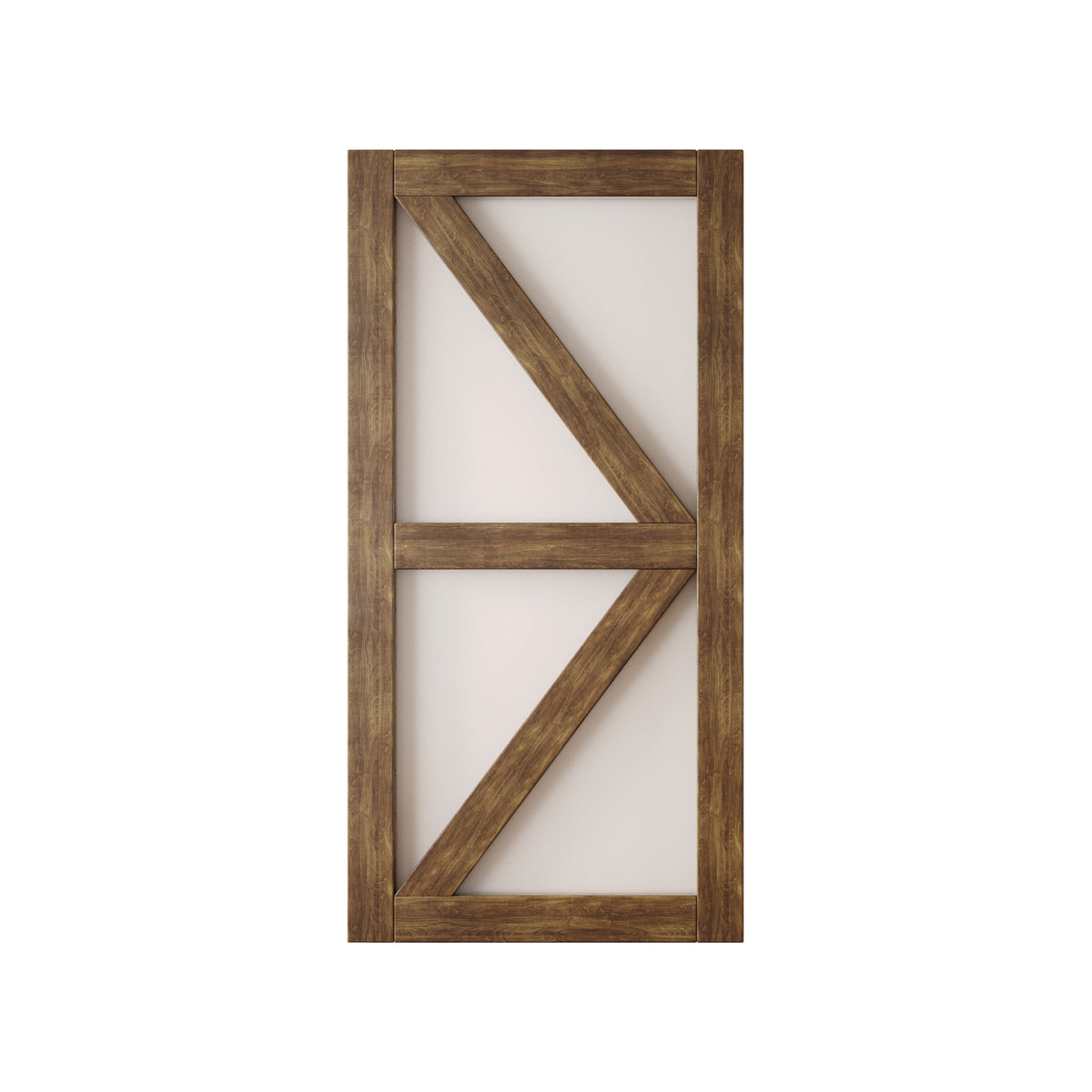80 H Dark Walnut Arrow Pattern Glass Barn Door