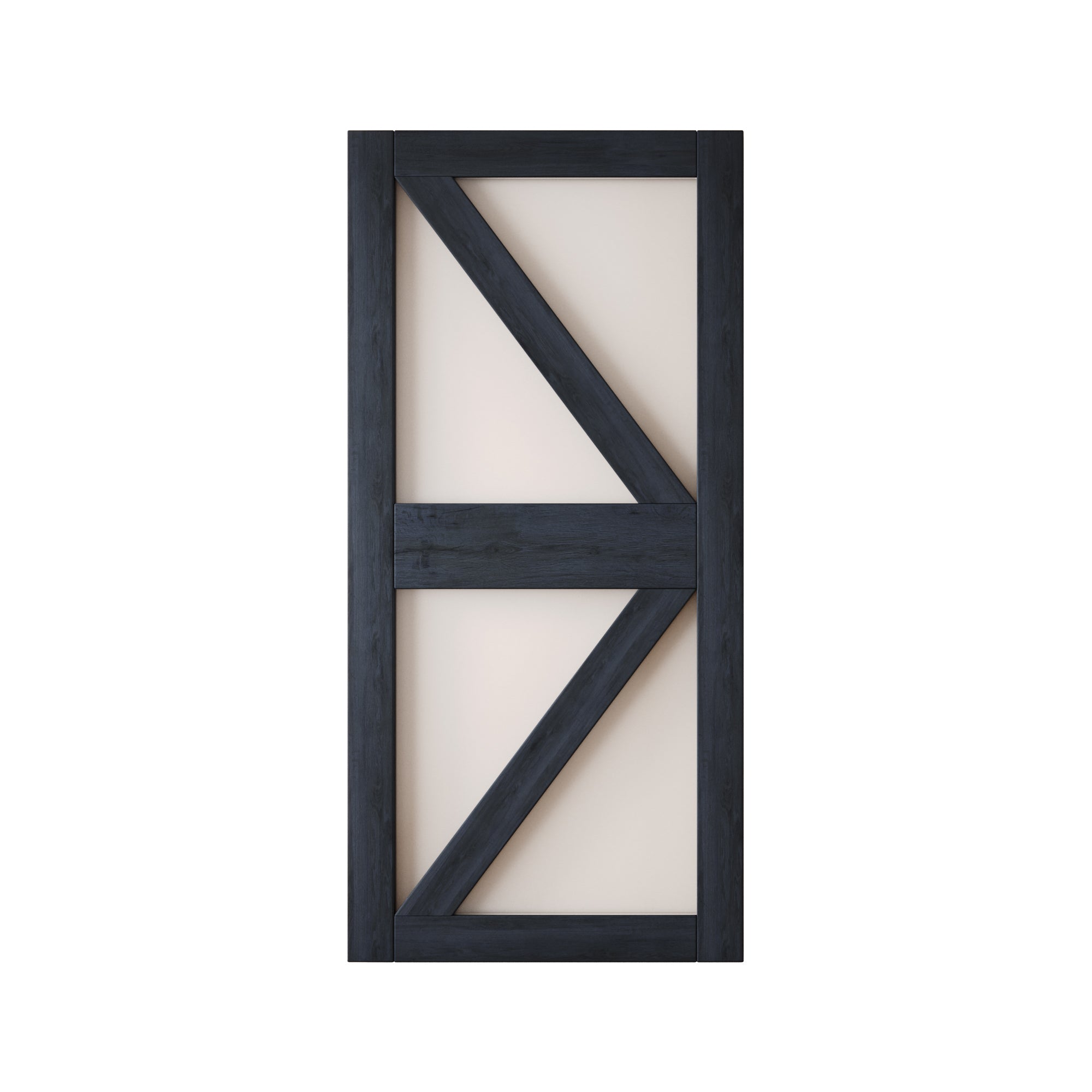 84" Height Navy Frosted Glass Arrow Design Unassembled & Finished Pine Wood Barn Door (Interior Use Only)
