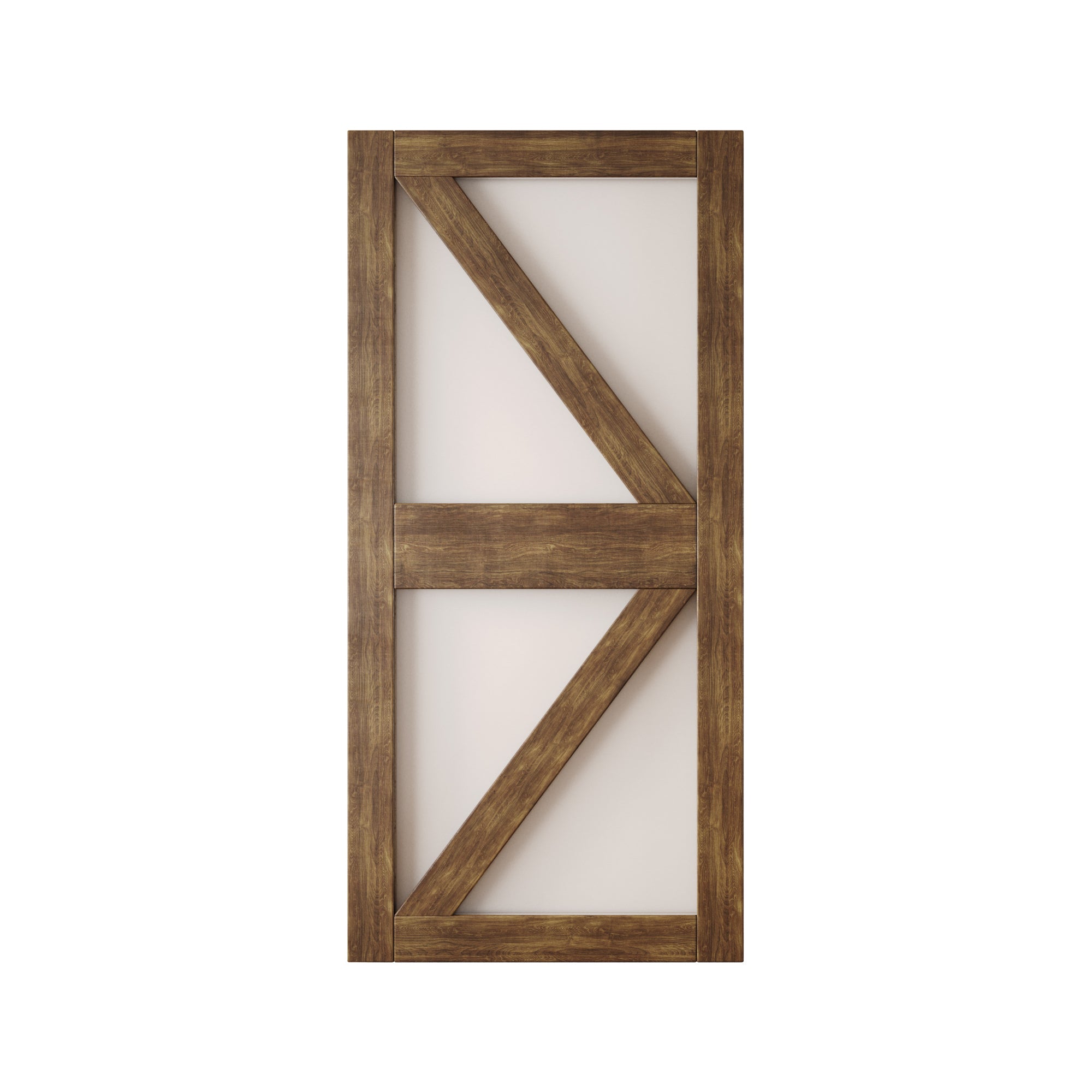 84" Height Dark Walnut Frosted Glass Arrow Design Unassembled & Finished Pine Wood Barn Door (Interior Use Only)