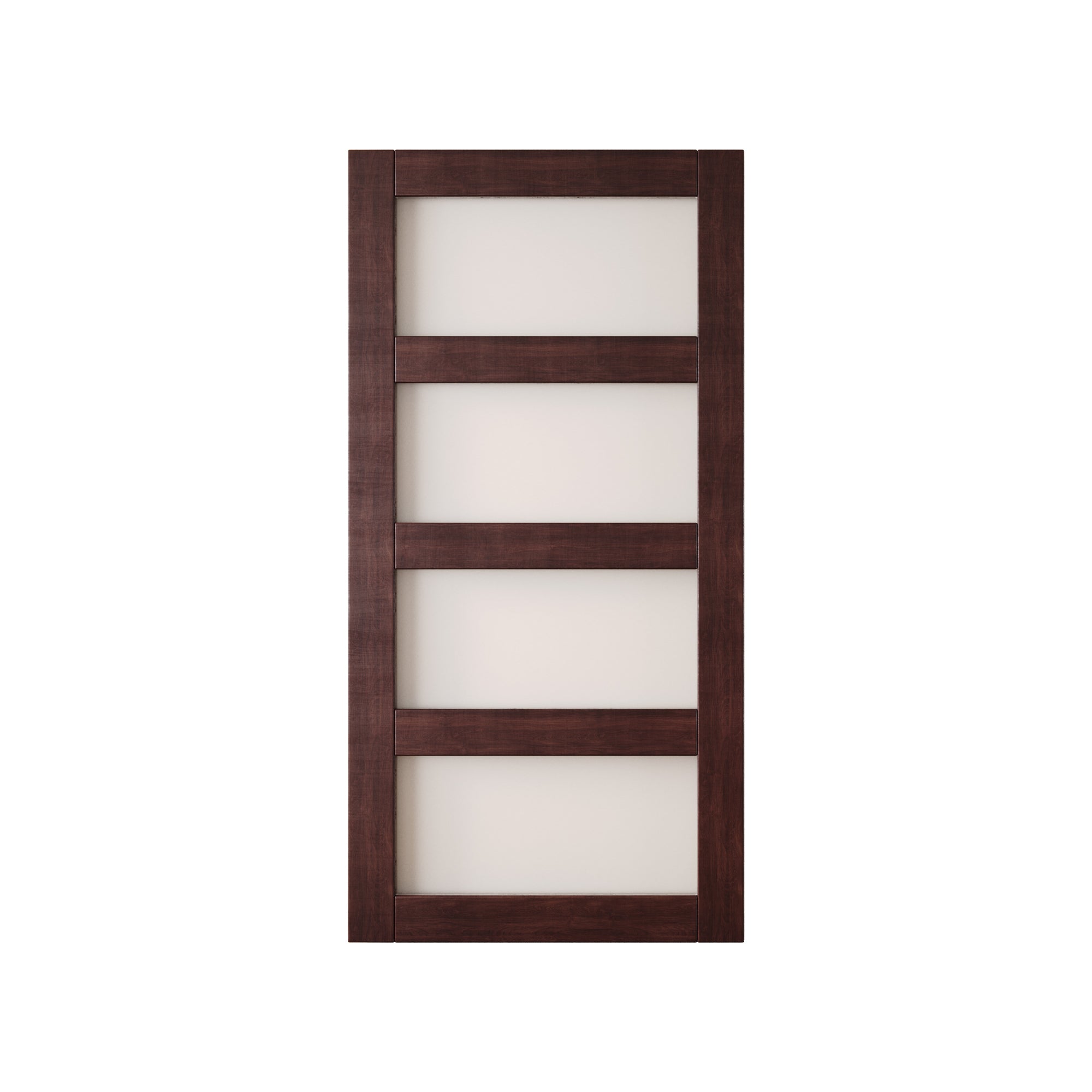 80" Height Red Mahogany 4-Lite Frosted Glass Unassembled & Finished Pine Wood Barn Door (Interior Use Only)