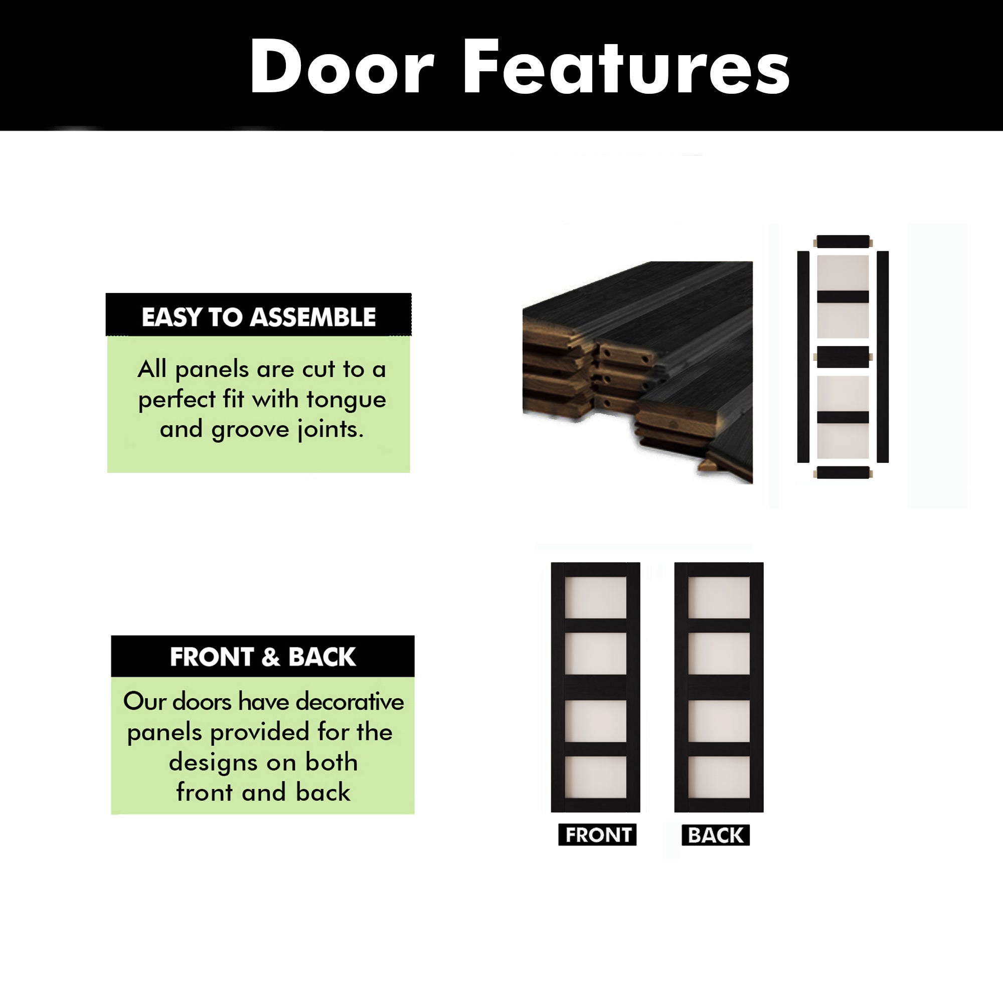 84" Height Black 4-Lite Frosted Glass Unassembled & Finished Pine Wood Barn Door (Interior Use Only)
