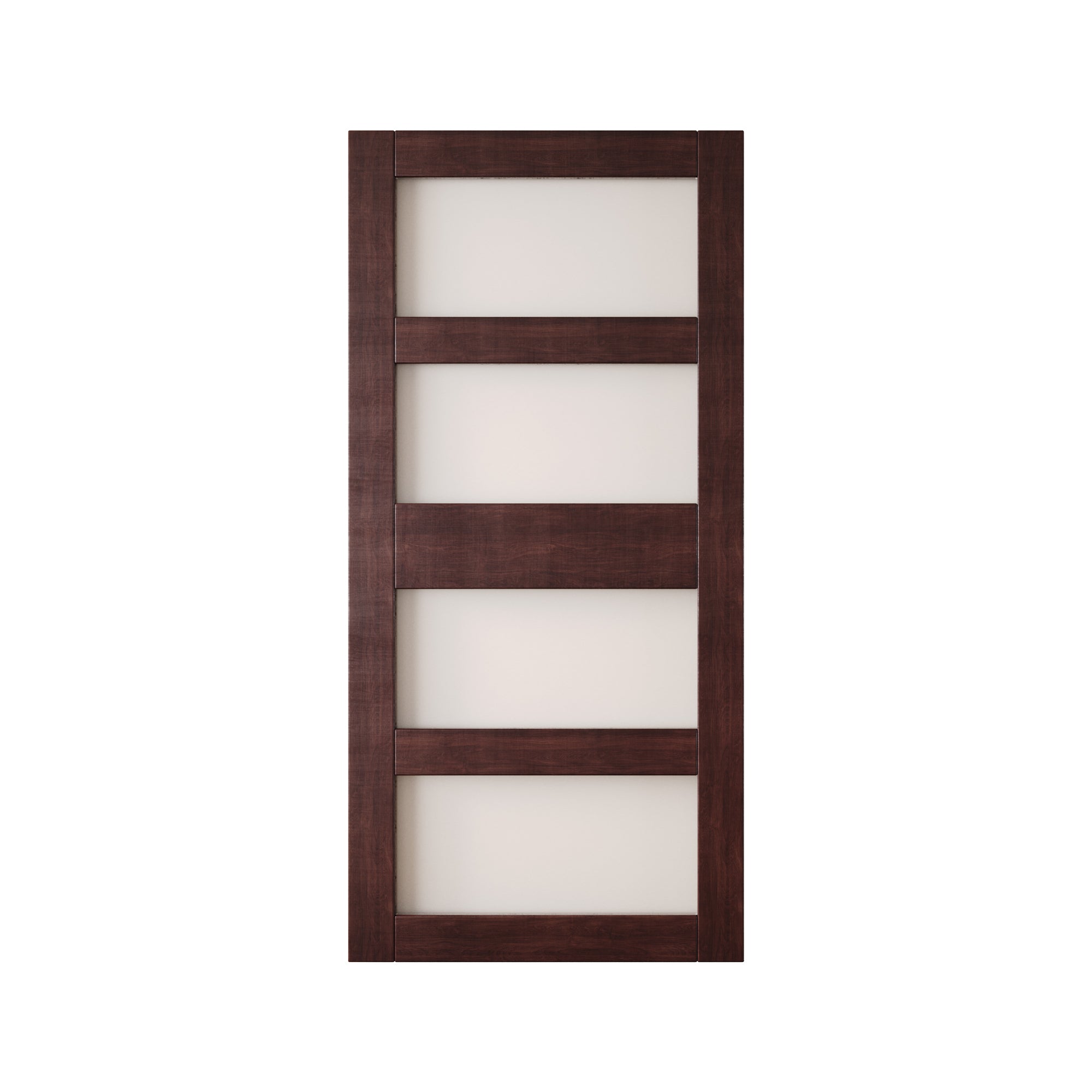 84" Height Red Mahogany 4-Lite Frosted Glass Unassembled & Finished Pine Wood Barn Door (Interior Use Only)