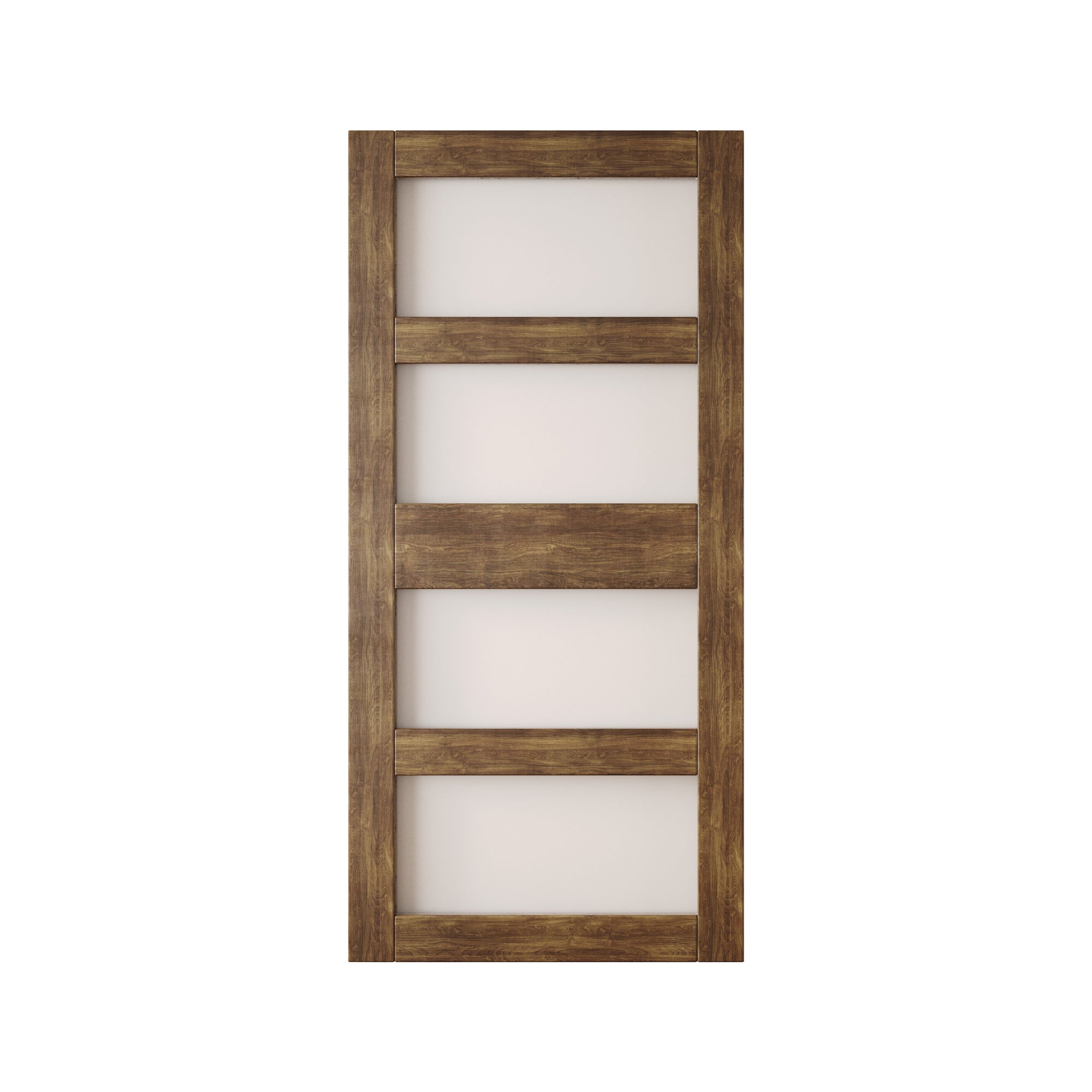 84" Height Dark Walnut 4-Lite Frosted Glass Unassembled & Finished Pine Wood Barn Door (Interior Use Only)