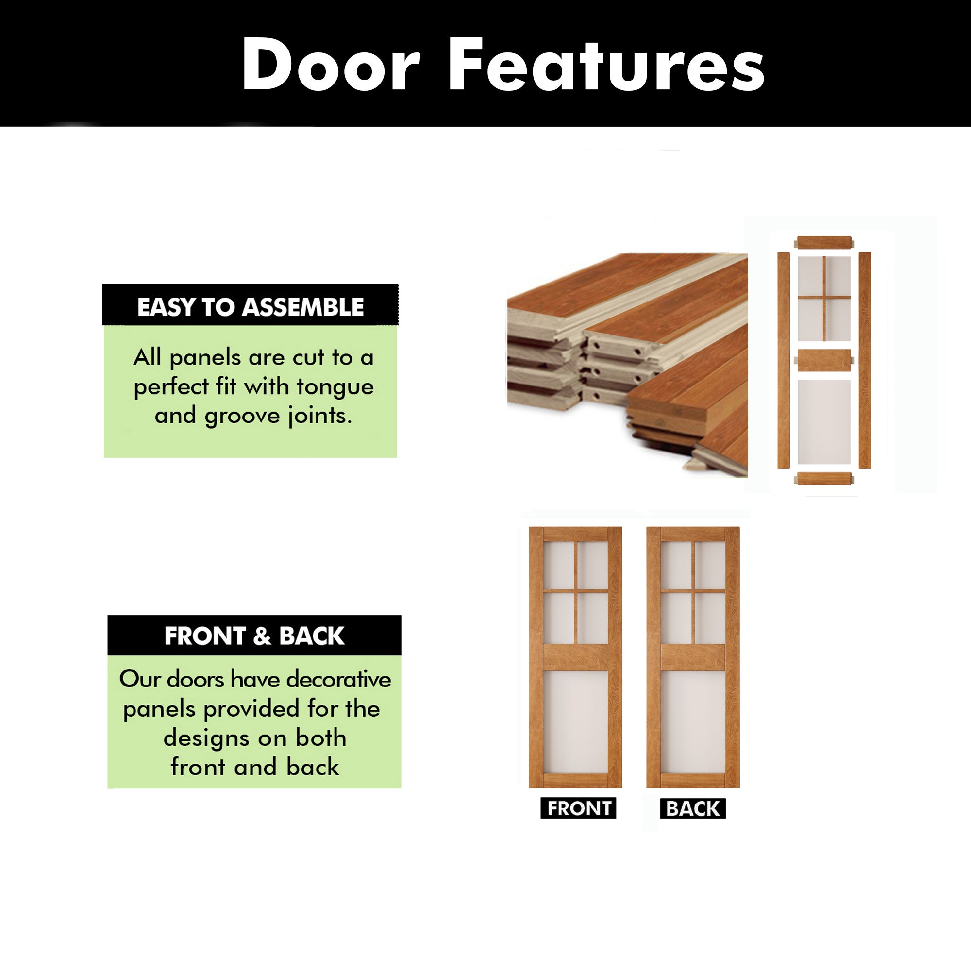 84" Height Early American 5-Lite Frosted Glass Unassembled & Finished Pine Wood Barn Door (Interior Use Only)