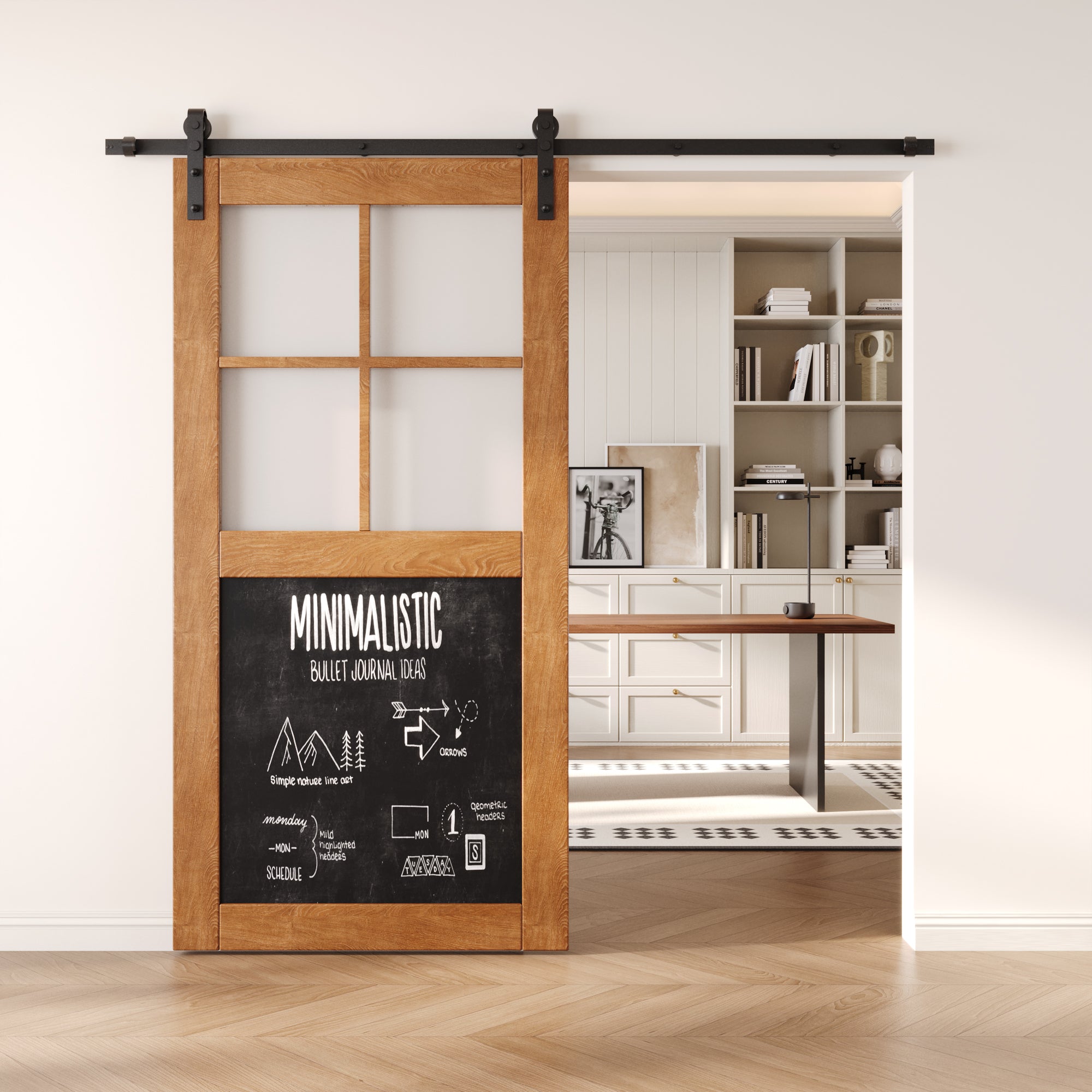 80" Height Early American Half Lite Chalkboard Unassembled & Finished Pine Wood Barn Door (Interior Use Only)