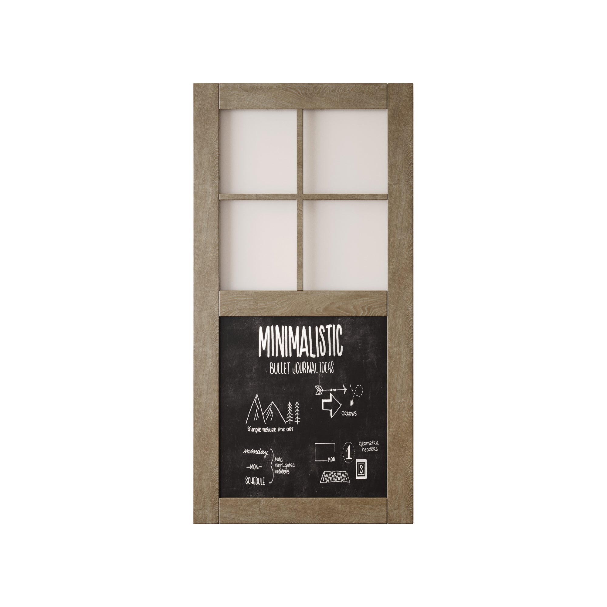 80" Height Classic Gray Half Lite Chalkboard Unassembled & Finished Pine Wood Barn Door (Interior Use Only)
