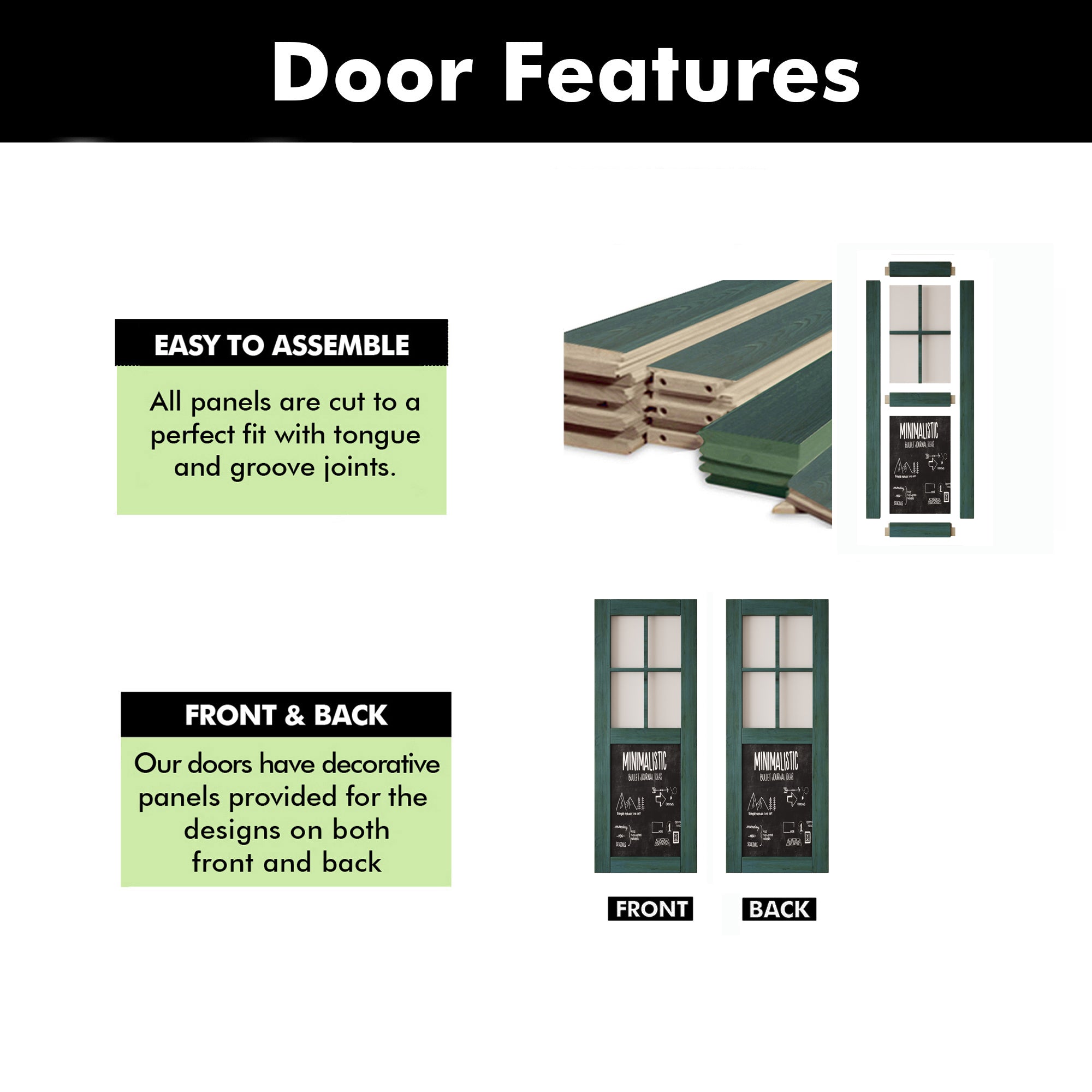 80" Height Royal Pine Half Lite Chalkboard Unassembled & Finished Pine Wood Barn Door (Interior Use Only)