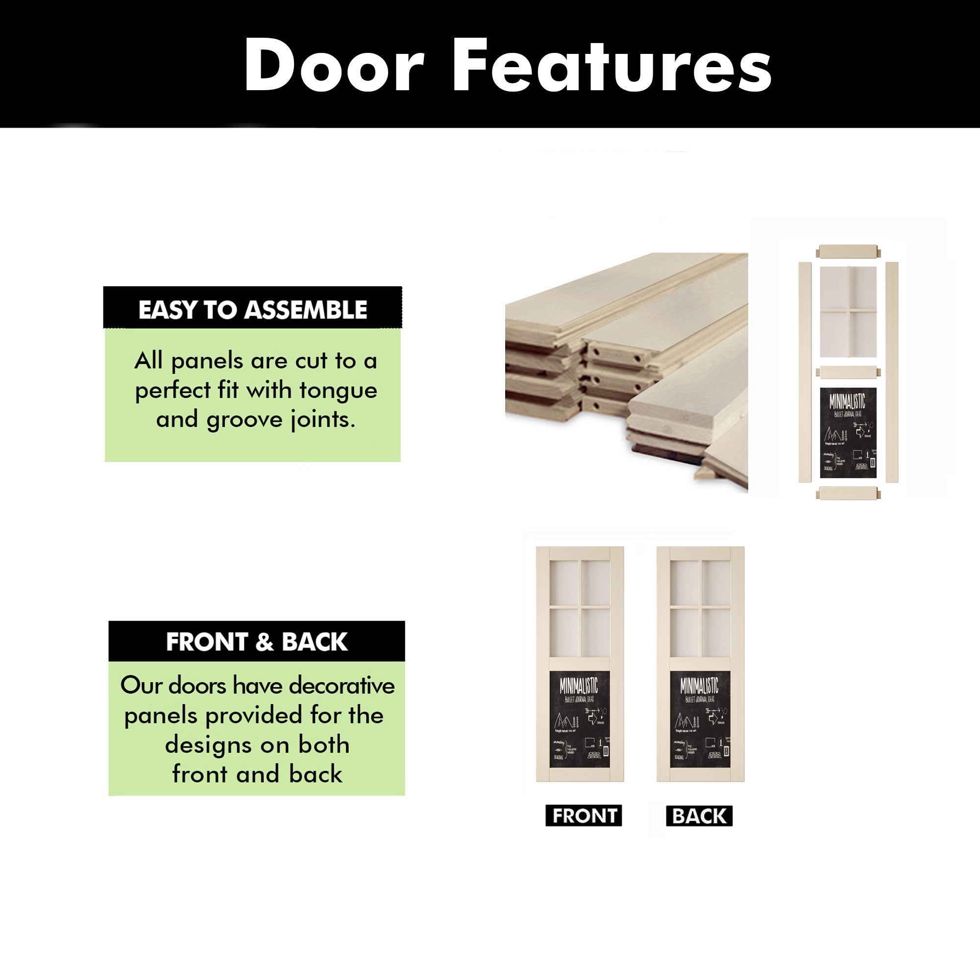 80" Height Tinsmith Gray Half Lite Chalkboard Unassembled & Finished Pine Wood Barn Door (Interior Use Only)