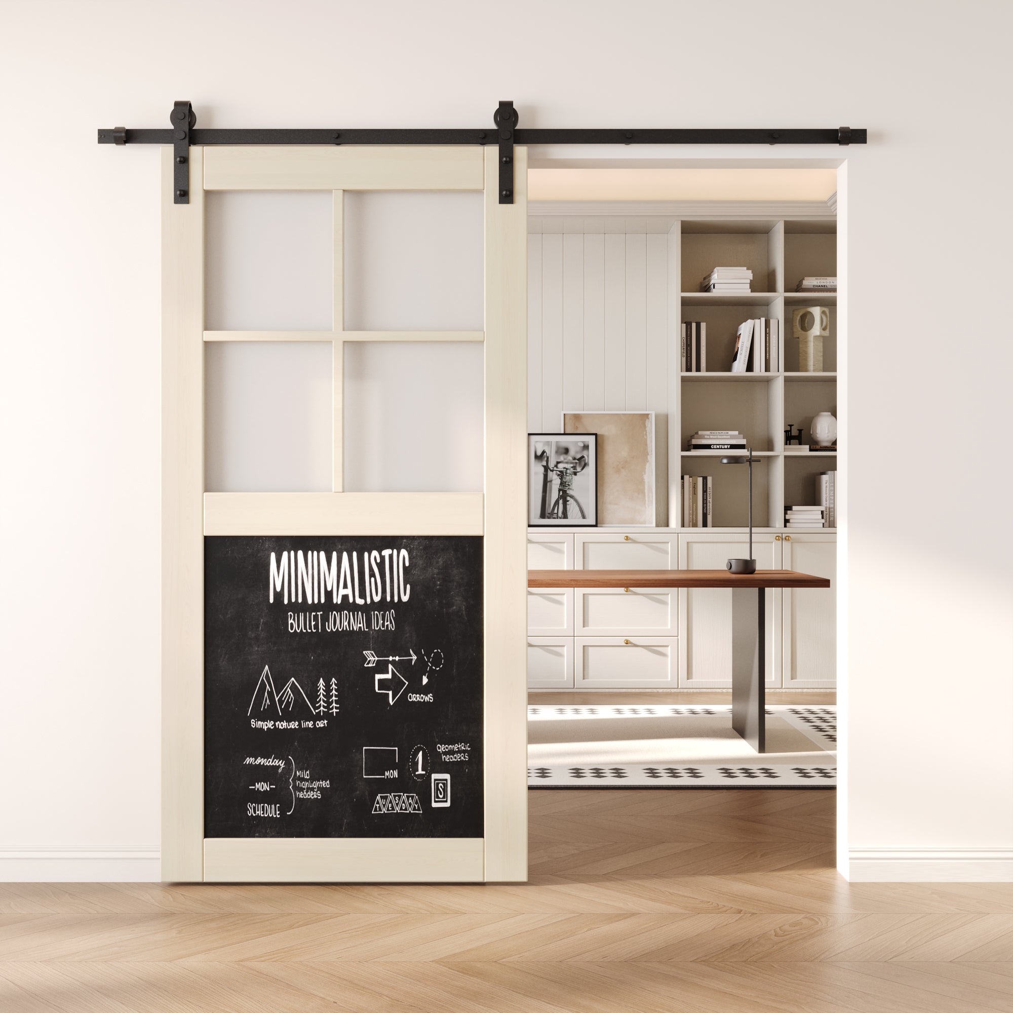 80" Height Tinsmith Gray Half Lite Chalkboard Unassembled & Finished Pine Wood Barn Door (Interior Use Only)