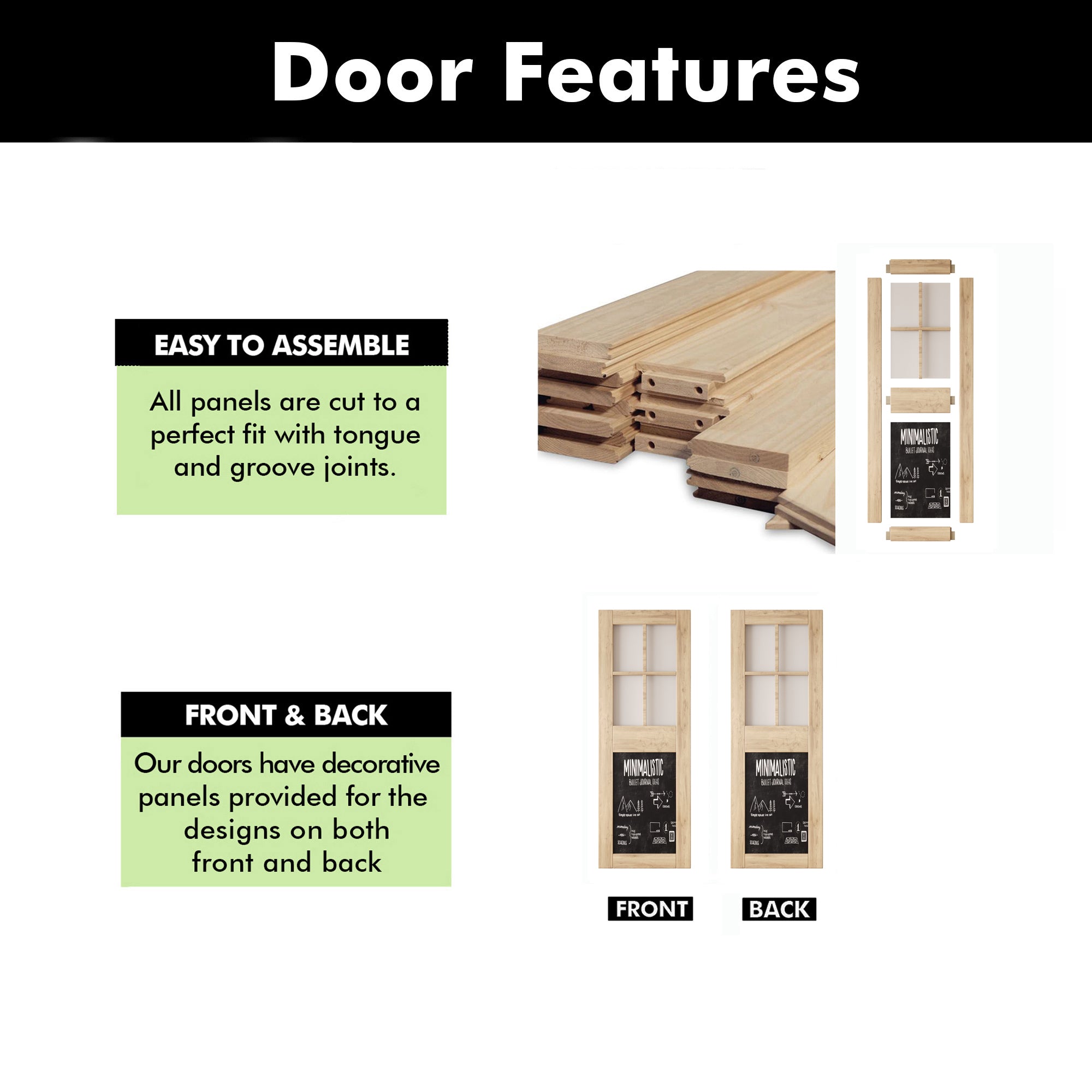 84" Height Half Lite Chalkboard Unassembled & Unfinished Pine Wood Barn Door (Interior Use Only)