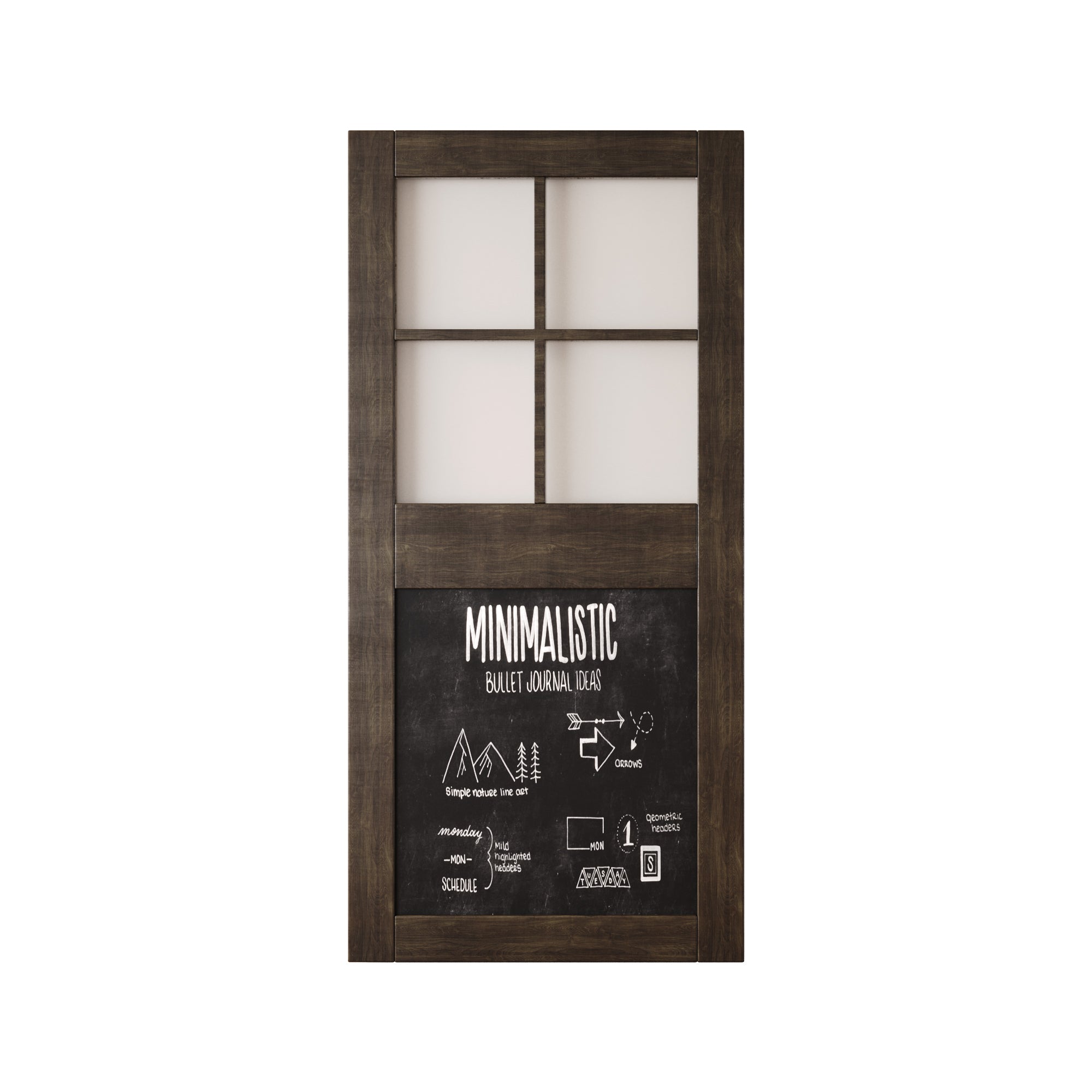 84" Height Ebony Half Lite Chalkboard Unassembled & Finished Pine Wood Barn Door (Interior Use Only)