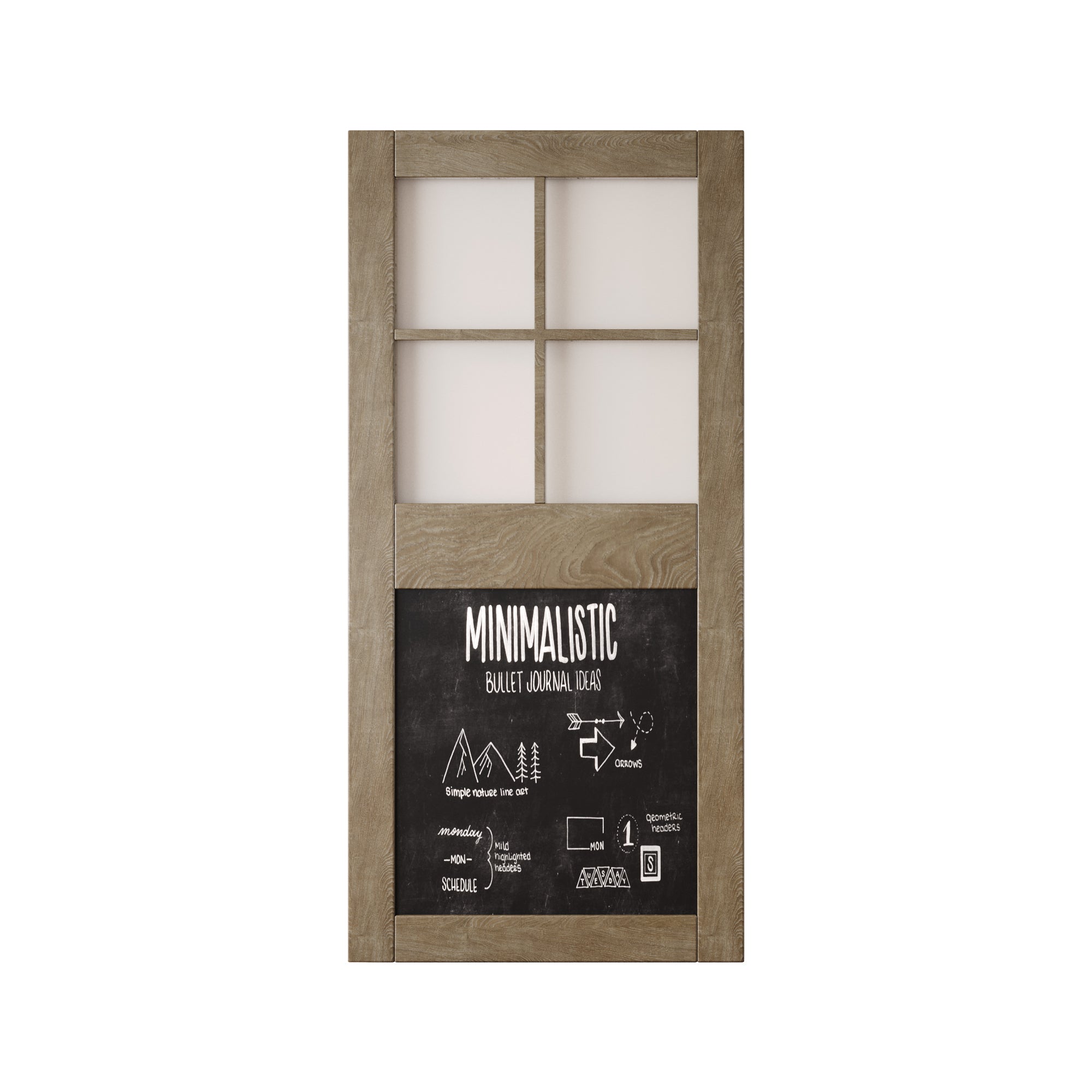 84" Height Classic Gray Half Lite Chalkboard Unassembled & Finished Pine Wood Barn Door (Interior Use Only)
