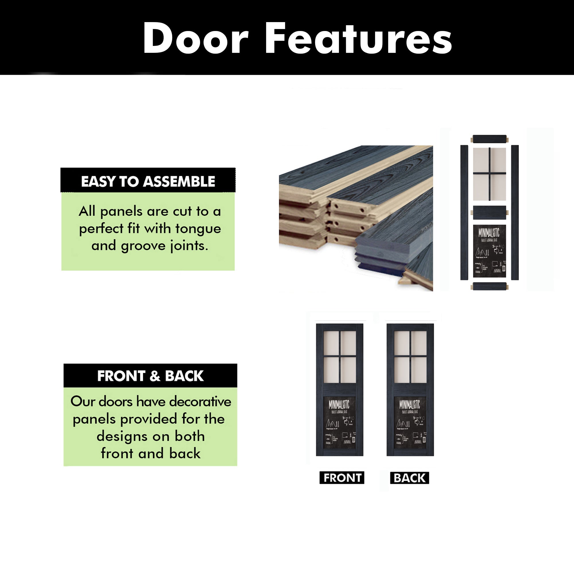 84" Height Navy Half Lite Chalkboard Unassembled & Finished Pine Wood Barn Door (Interior Use Only)