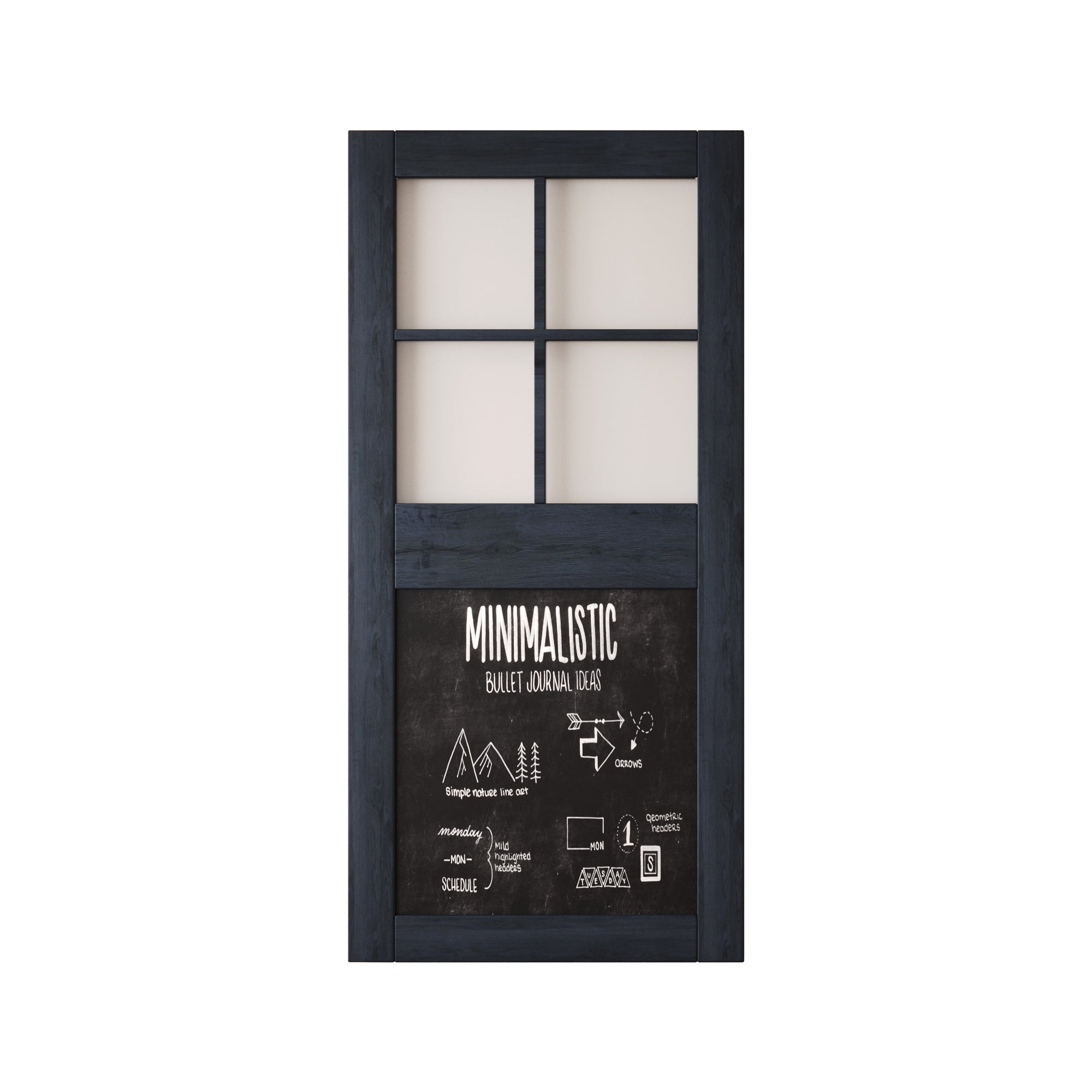 84" Height Navy Half Lite Chalkboard Unassembled & Finished Pine Wood Barn Door (Interior Use Only)