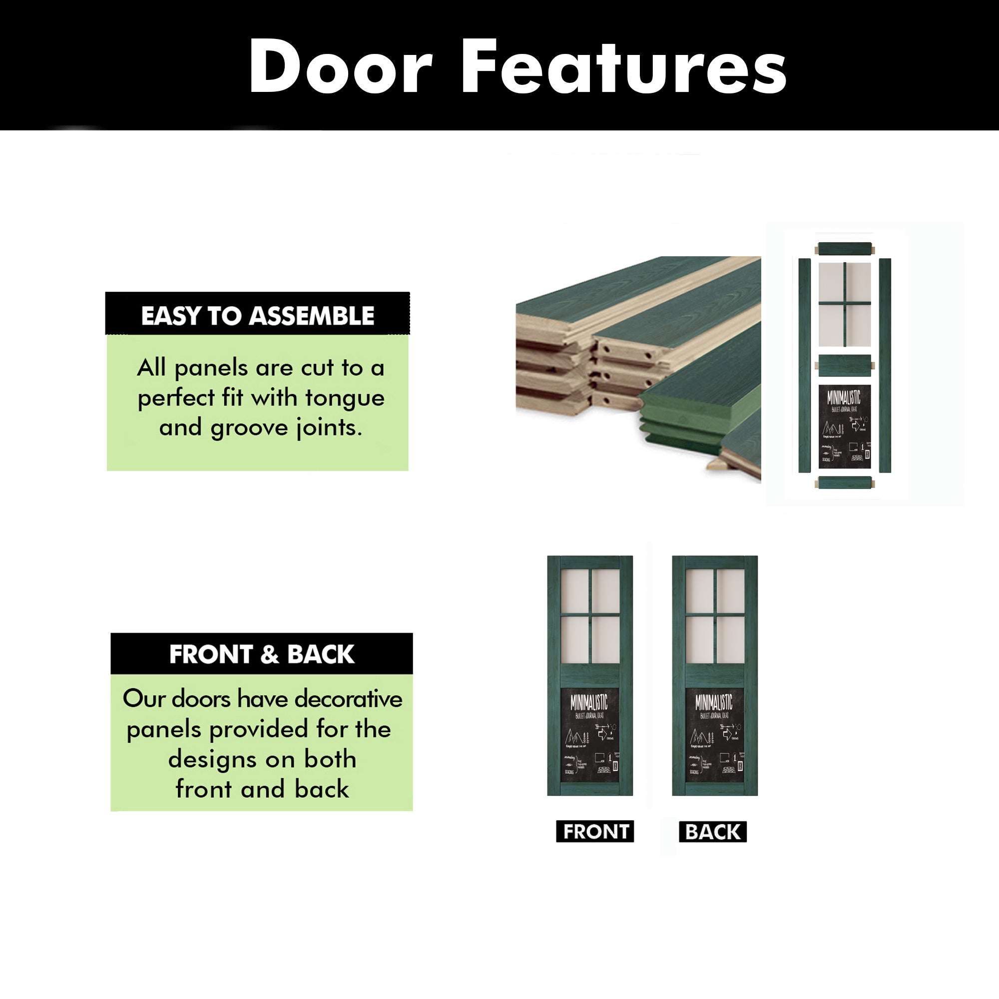 84" Height Royal Pine Half Lite Chalkboard Unassembled & Finished Pine Wood Barn Door (Interior Use Only)