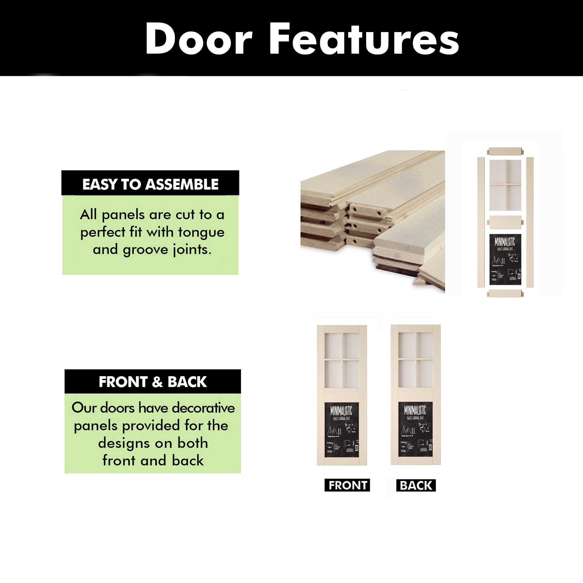 84" Height Tinsmith Gray Half Lite Chalkboard Unassembled & Finished Pine Wood Barn Door (Interior Use Only)
