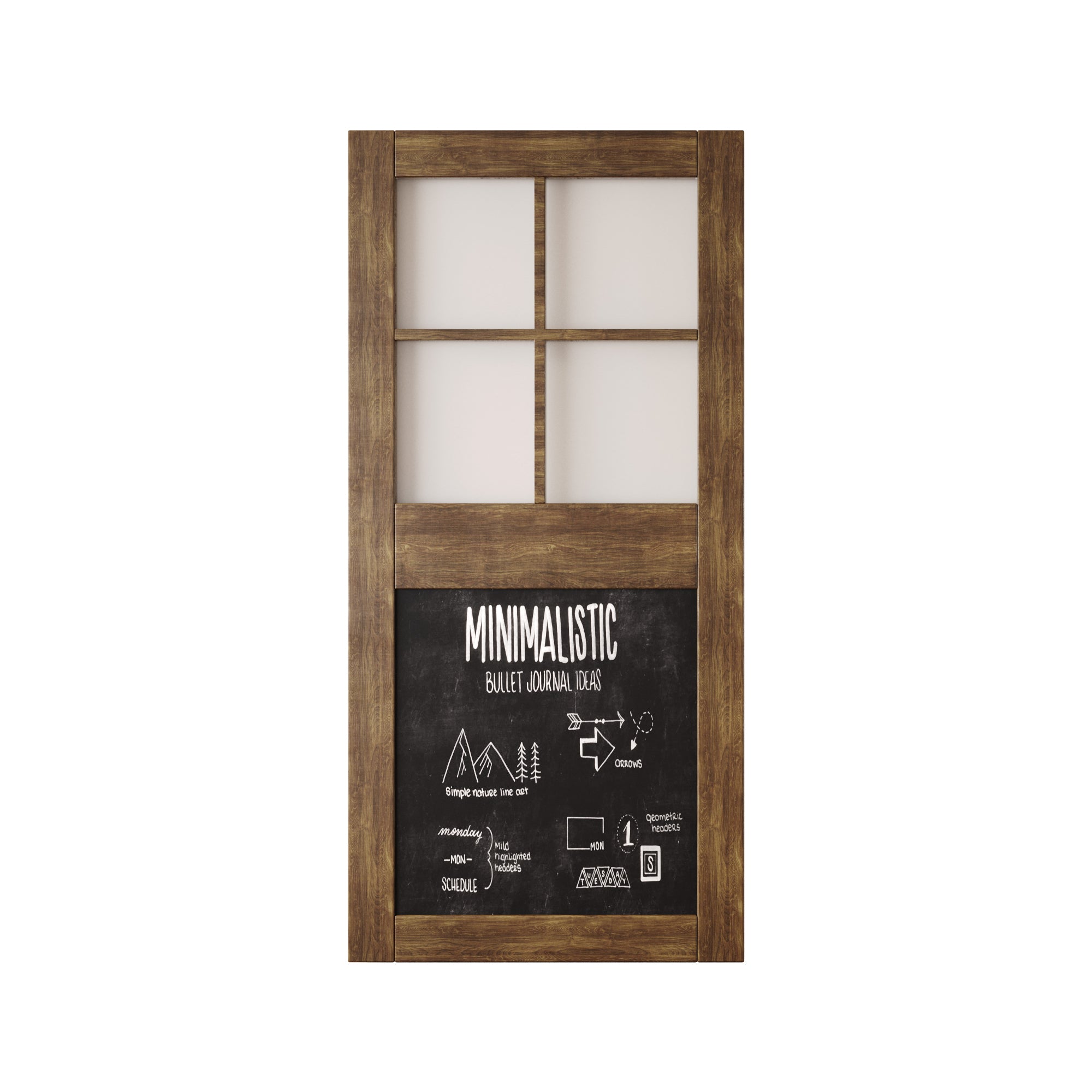 84" Height Dark Walnut Half Lite Chalkboard Unassembled & Finished Pine Wood Barn Door (Interior Use Only)